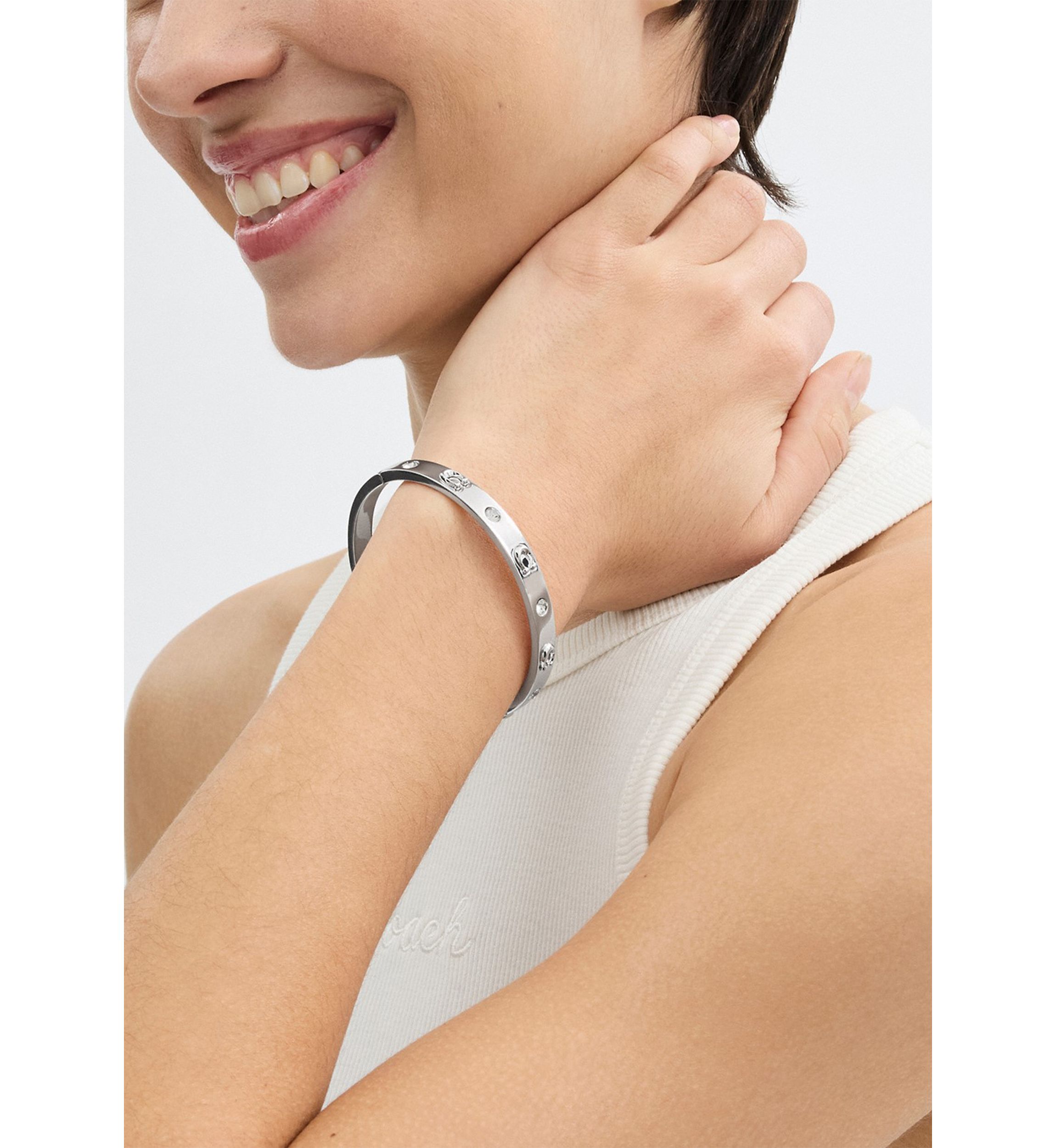 Silver Tone Hinge Bangle Bracelet