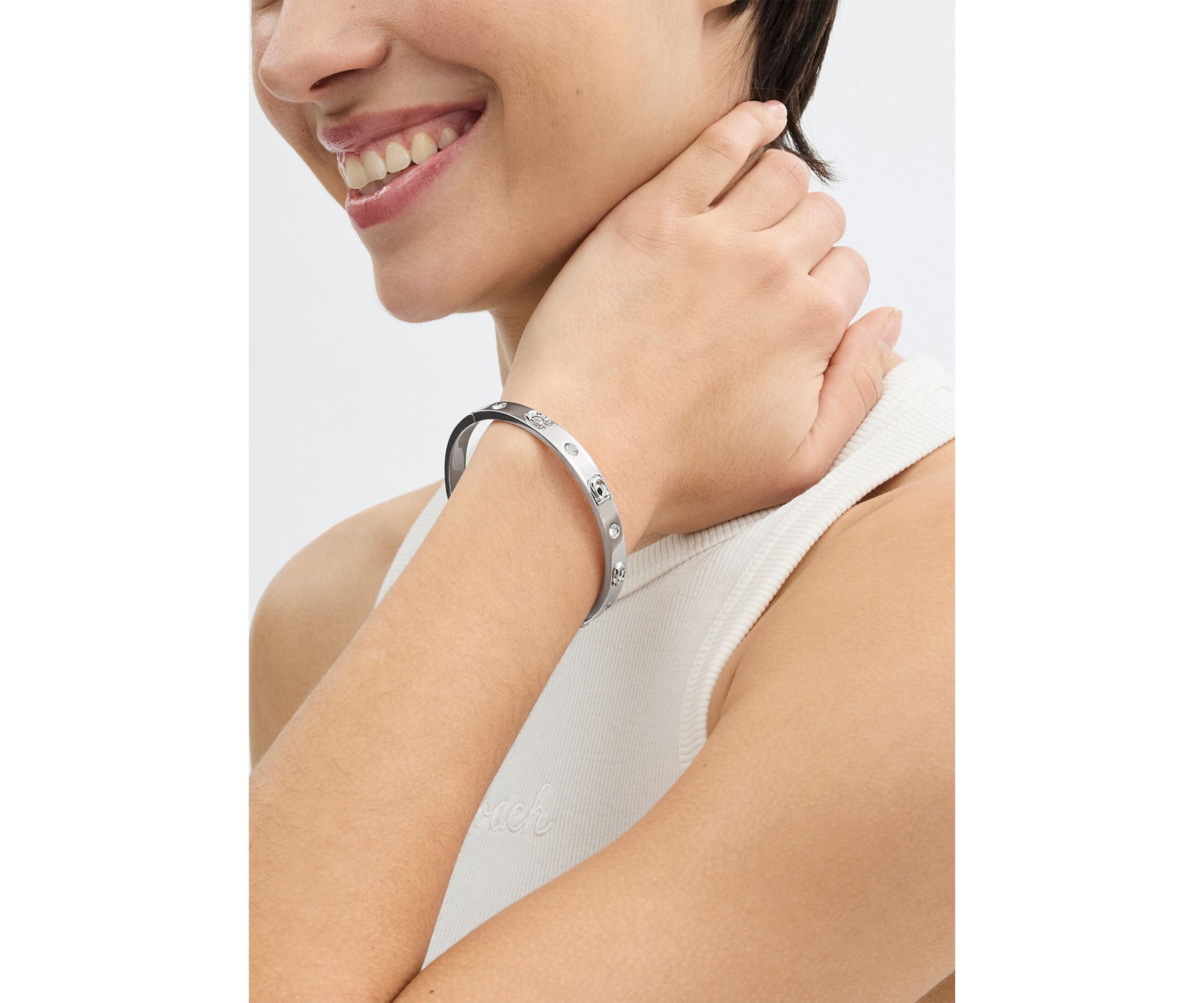 Silver Tone Hinge Bangle Bracelet