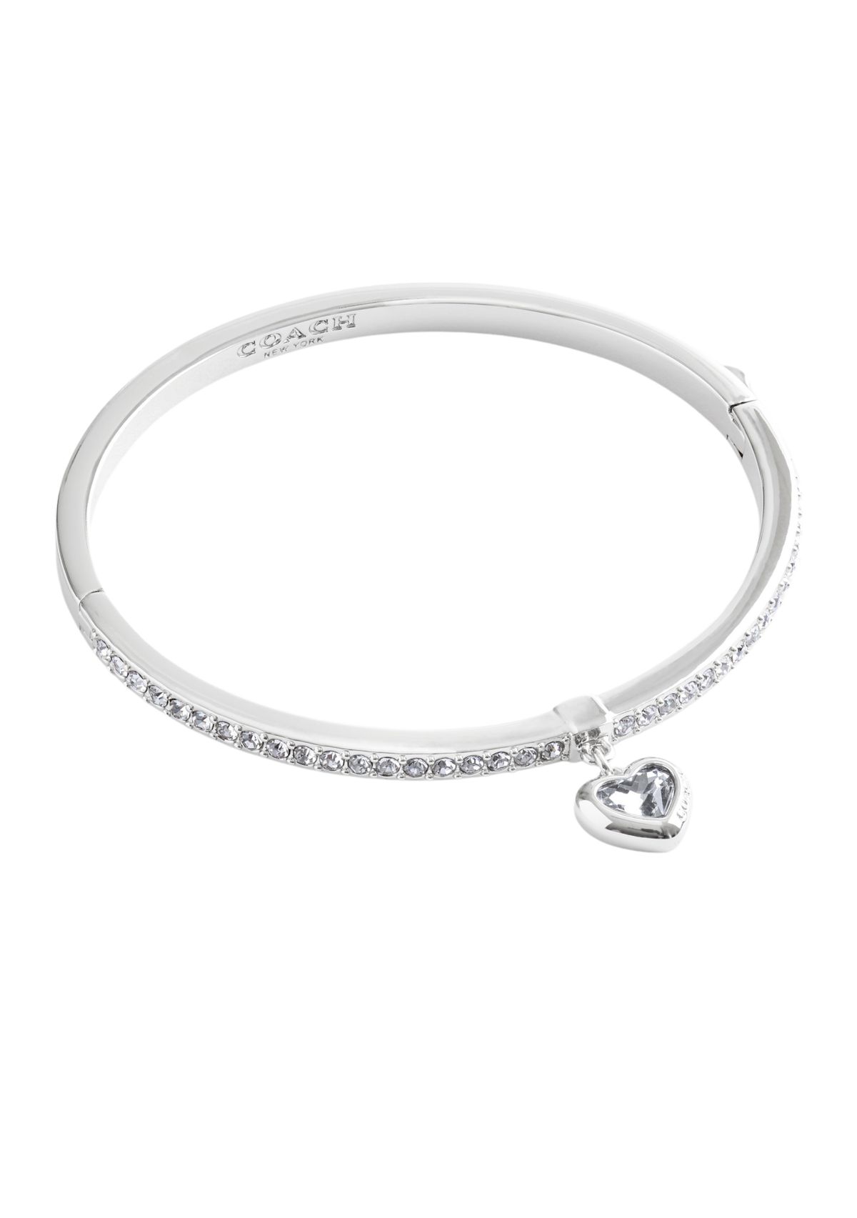 Stone Heart Charm Bangle Bracelet