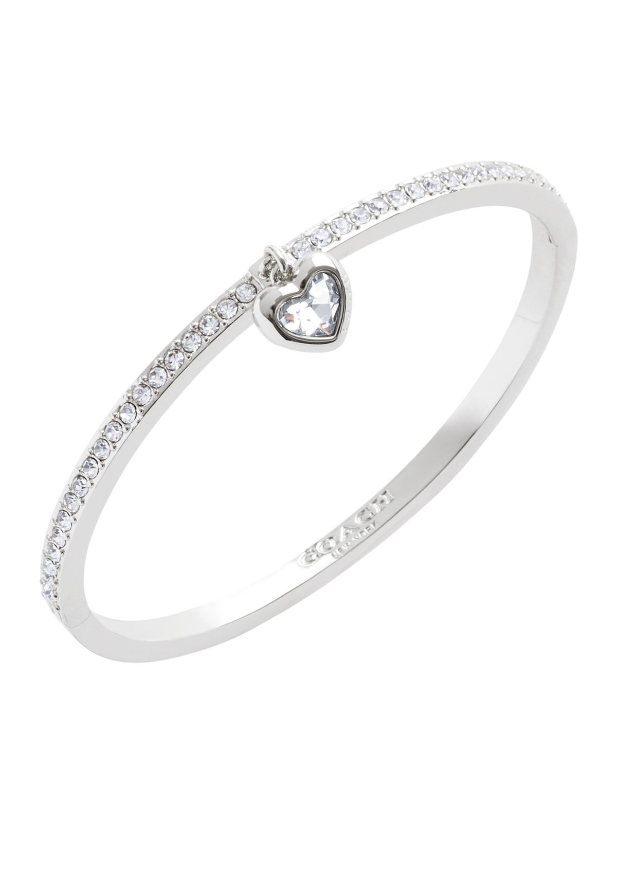 Stone Heart Charm Bangle Bracelet