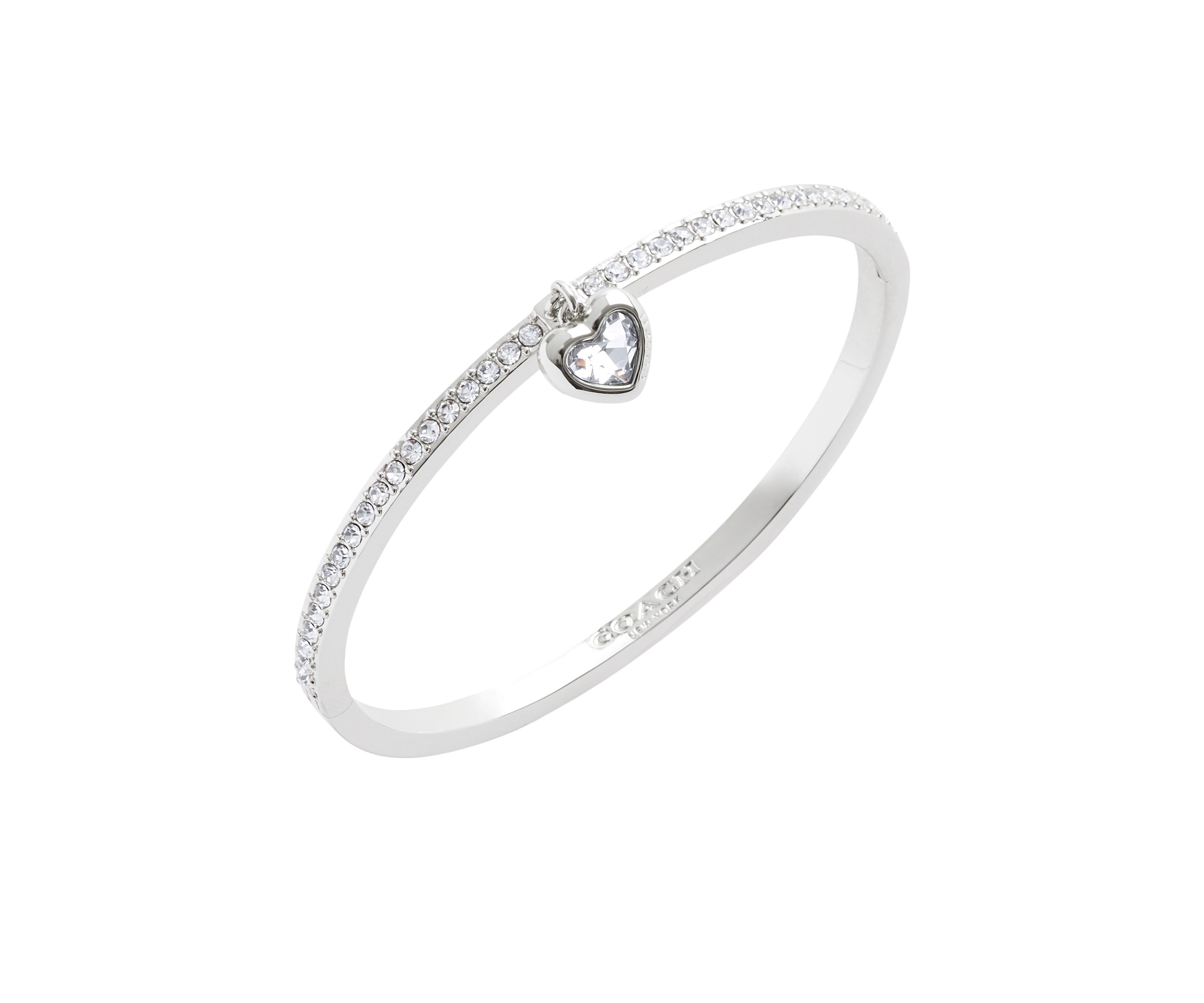 Stone Heart Charm Bangle Bracelet