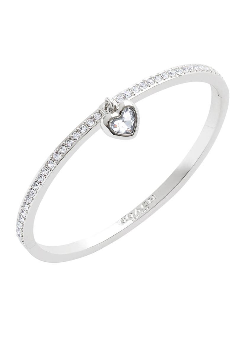 Stone Heart Charm Bangle Bracelet