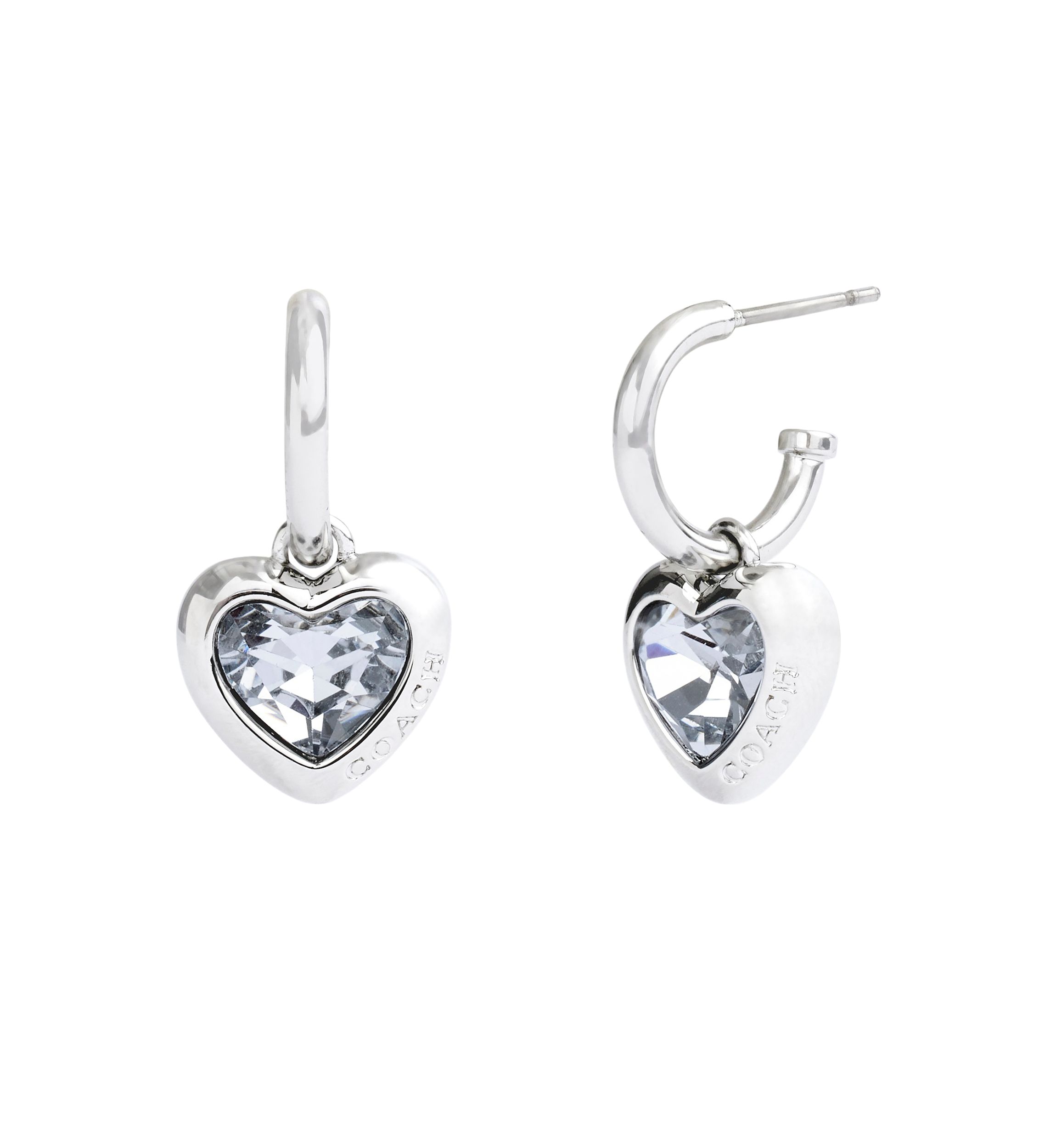 Stone Heart Charm Huggie Earrings