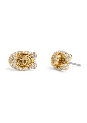 COACH Signature C PavÃ© Turnlock Stud Earrings -  0889295625149