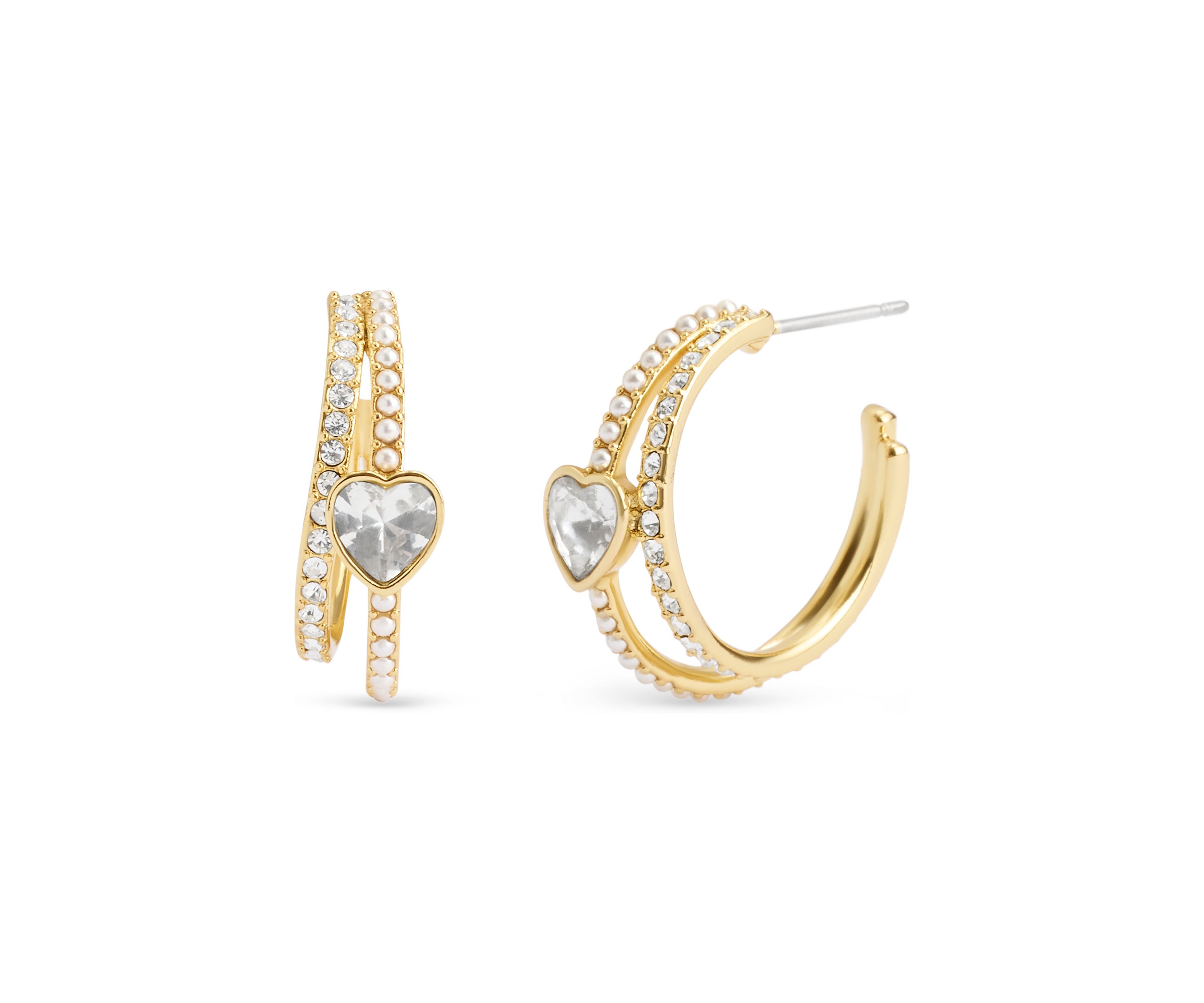 Heart Pearl Hoop Earrings