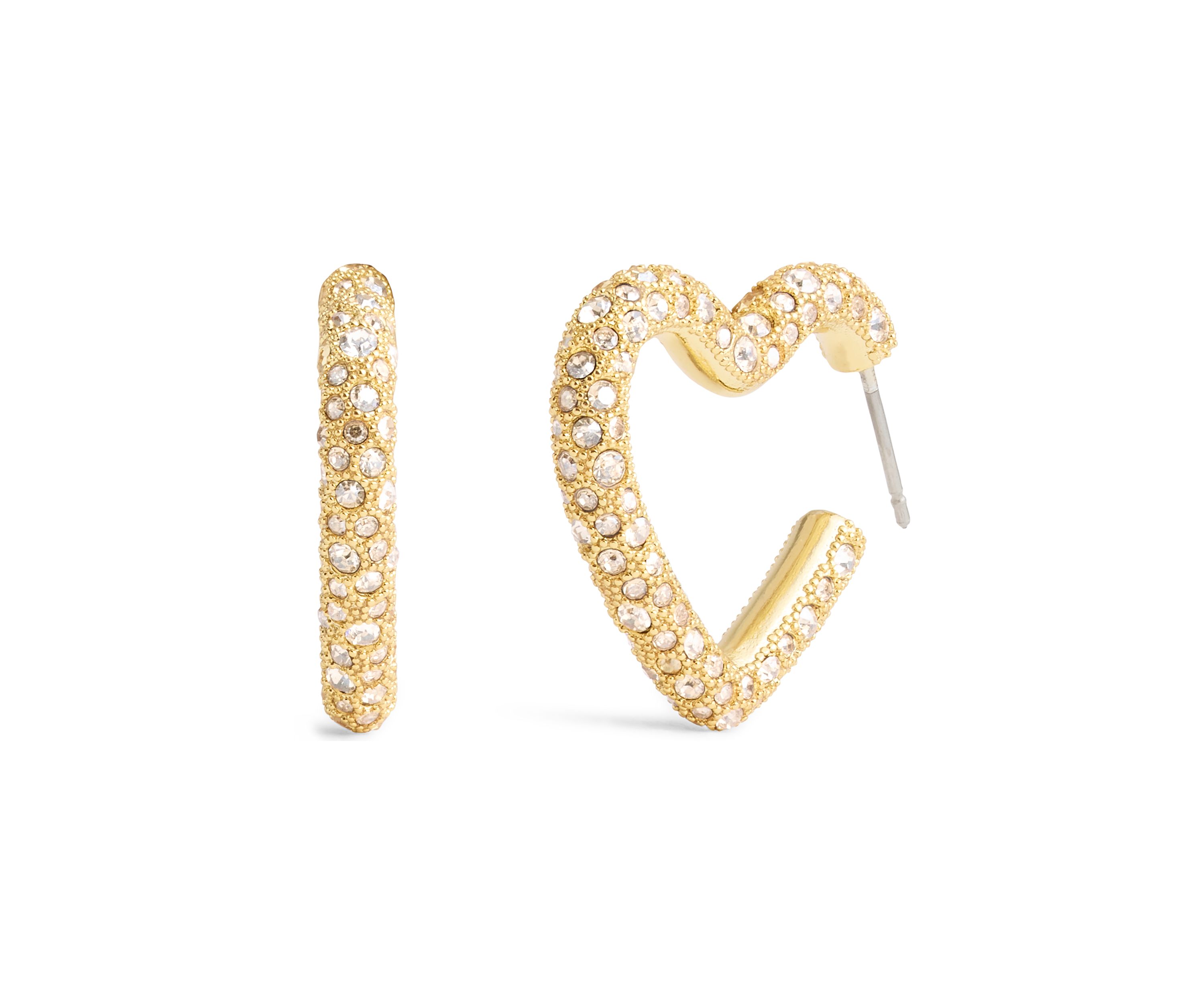 Pavé Heart Hoop Earrings