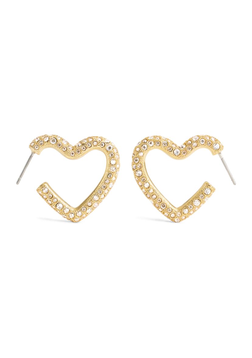 Pavé Heart Hoop Earrings