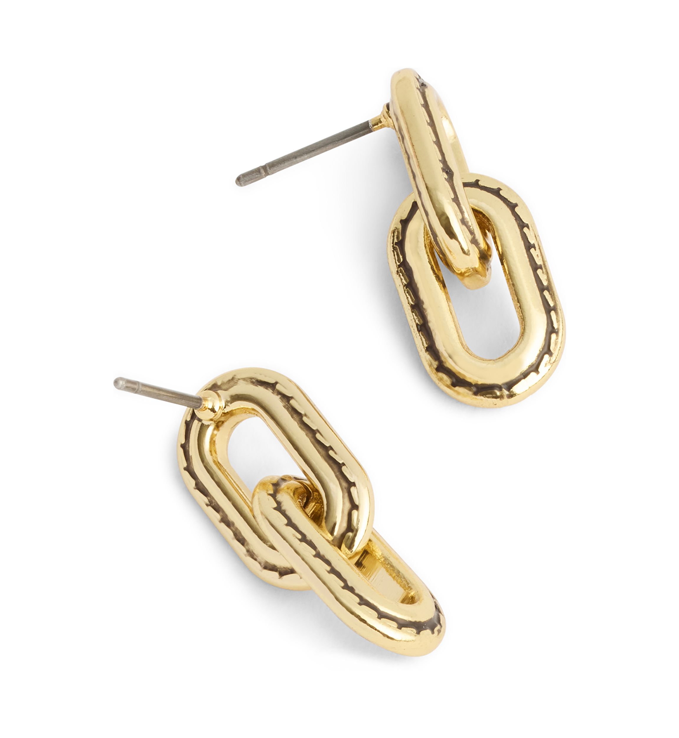 Stitched Link Drop Earrings