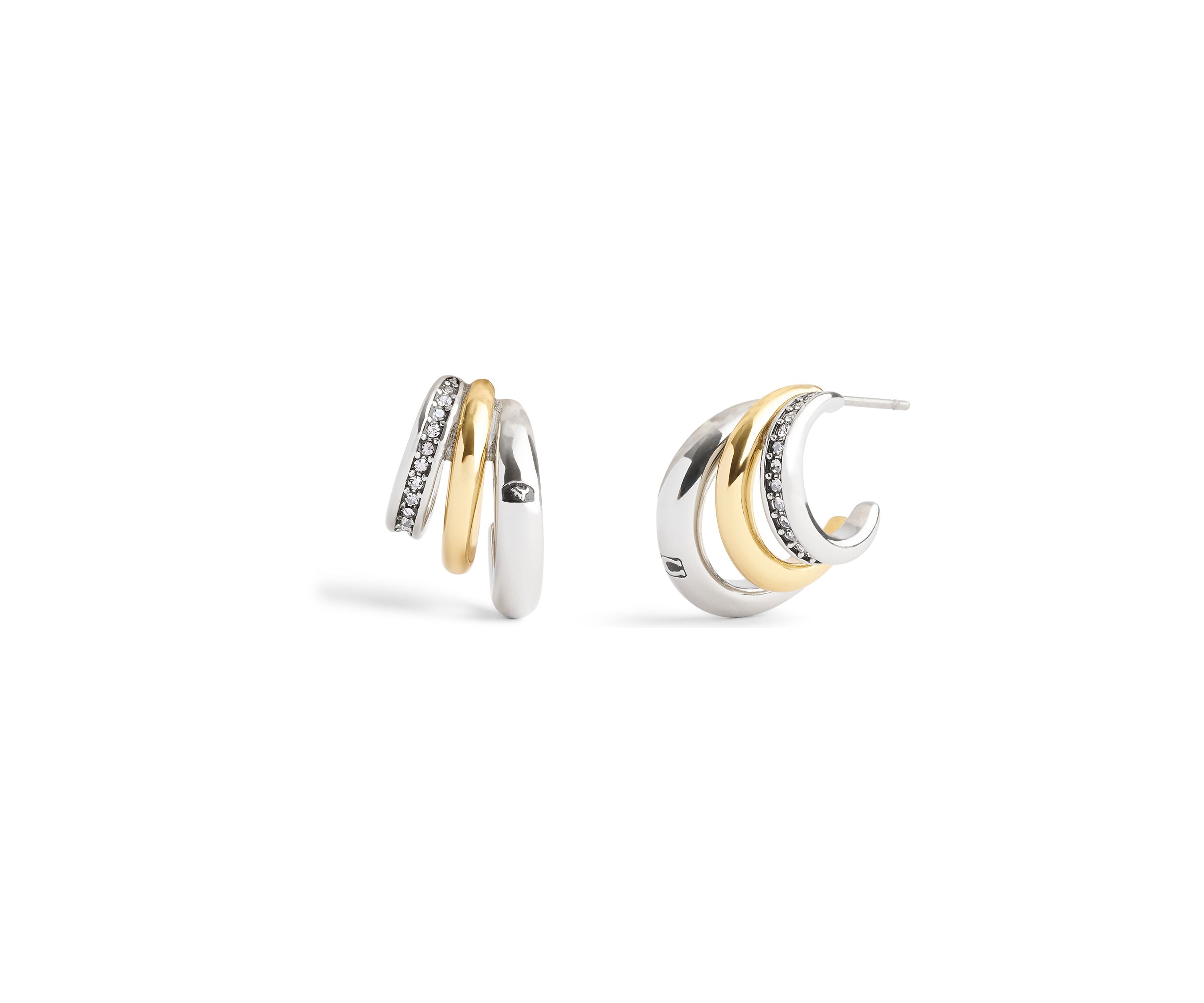 Pavé Tubular Triple Huggie Earrings