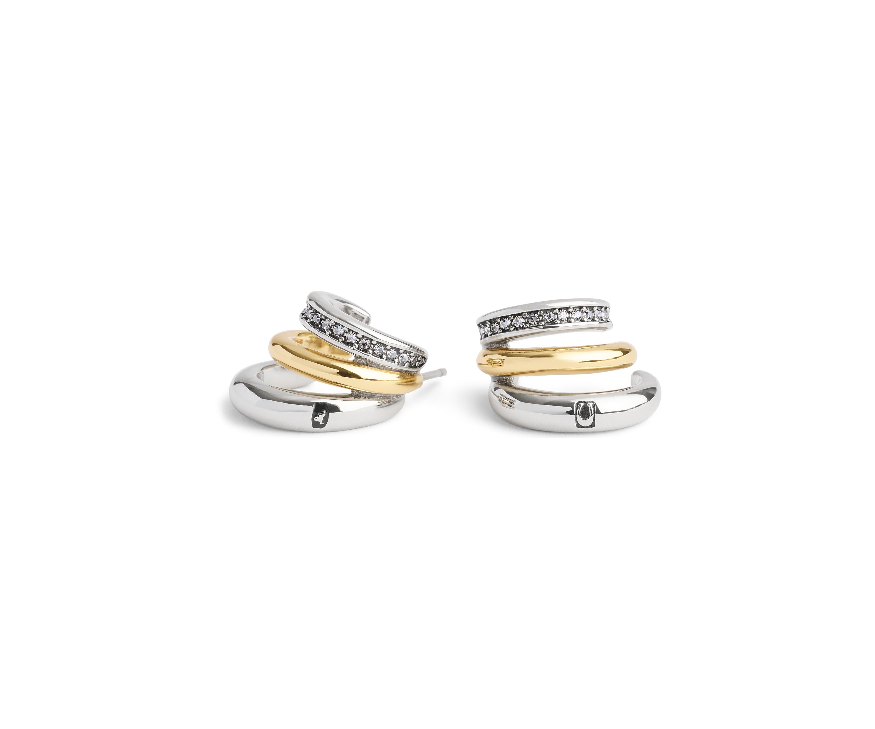 Pavé Tubular Triple Huggie Earrings
