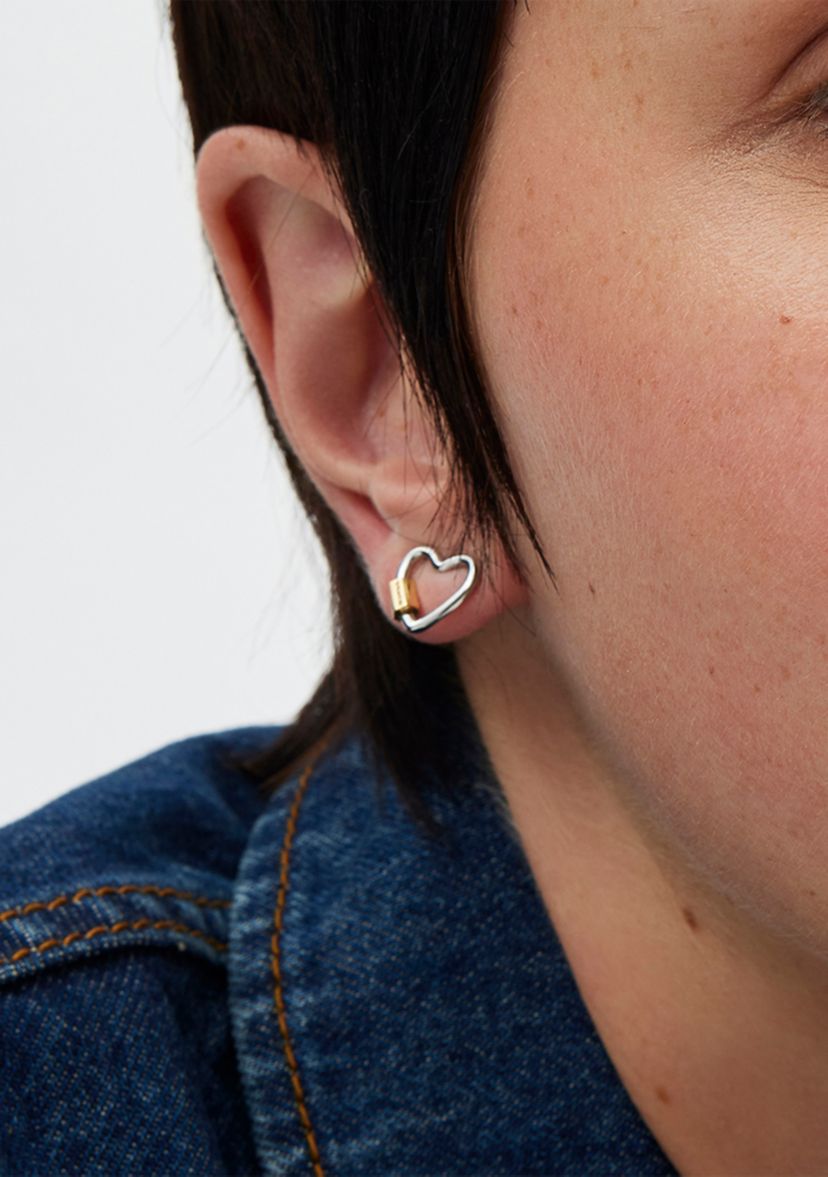 Signature Carabiner Heart Stud Earrings
