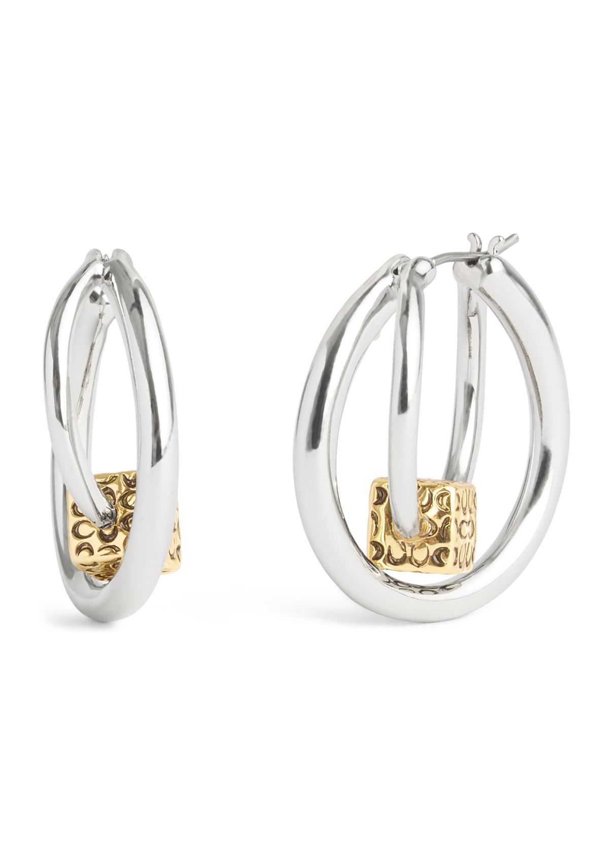 Signature Quilted Cube Double Hoop Earrings