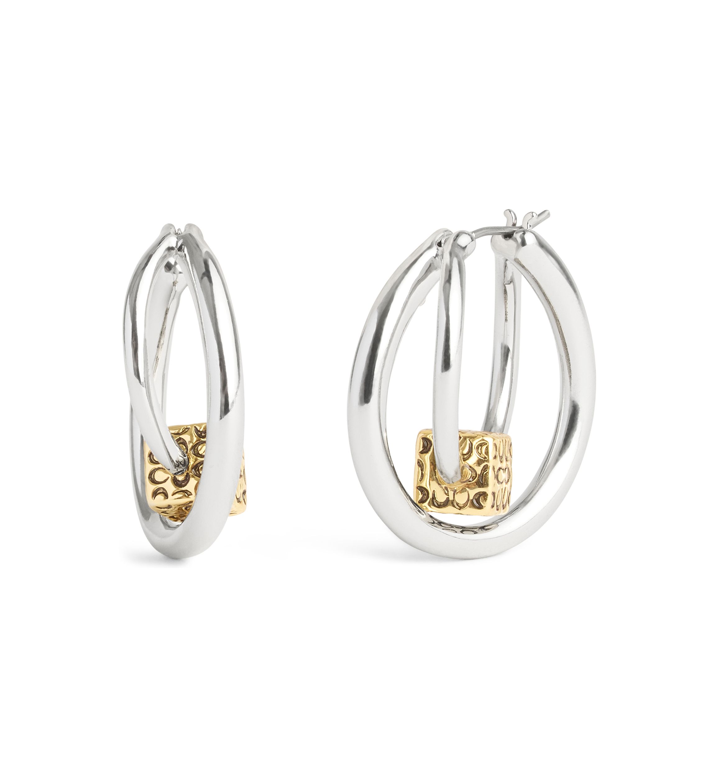 Signature Quilted Cube Double Hoop Earrings