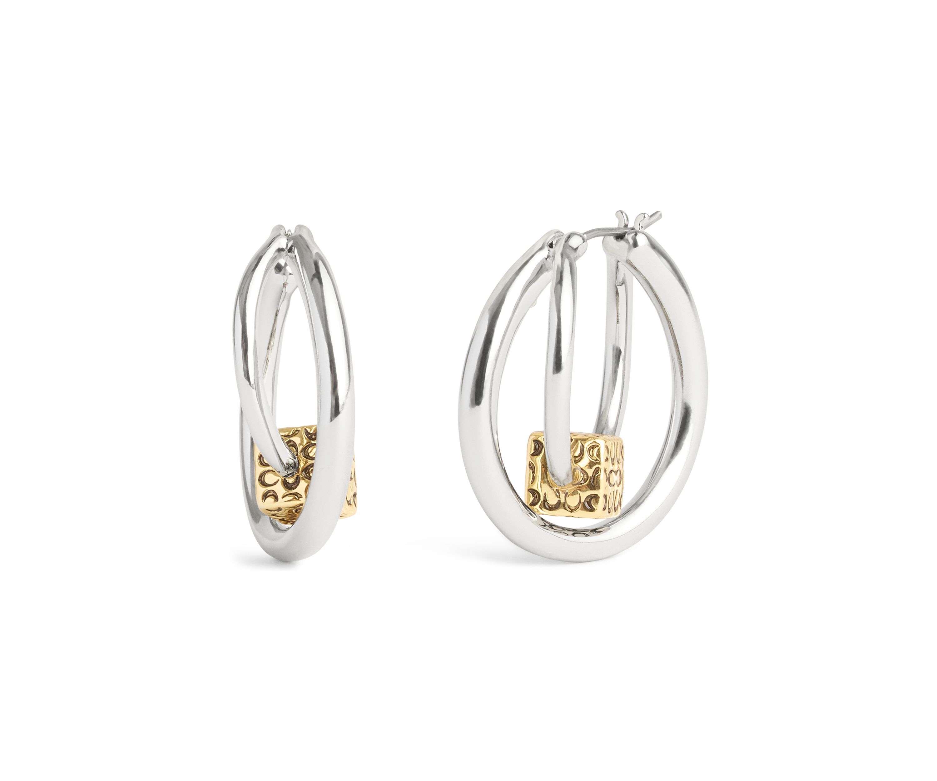 Signature Quilted Cube Double Hoop Earrings