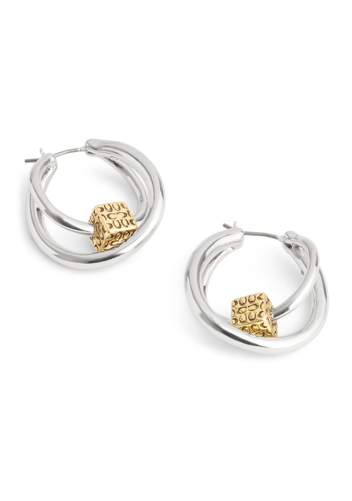 Signature Quilted Cube Double Hoop Earrings