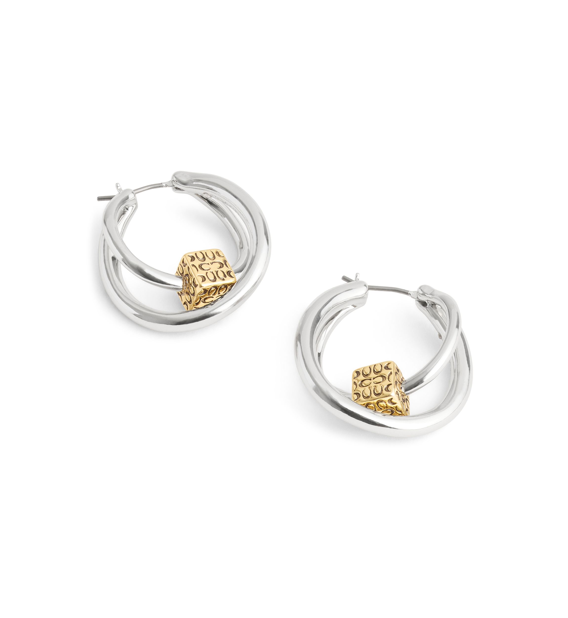 Signature Quilted Cube Double Hoop Earrings