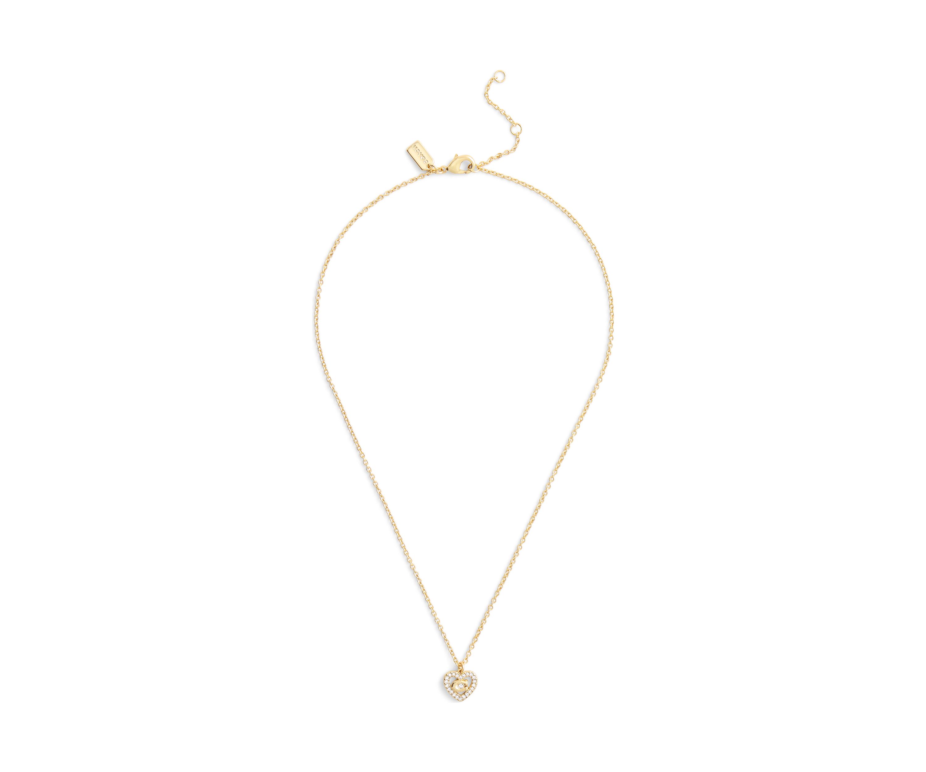 Signature C Pavé Heart Pendant Necklace