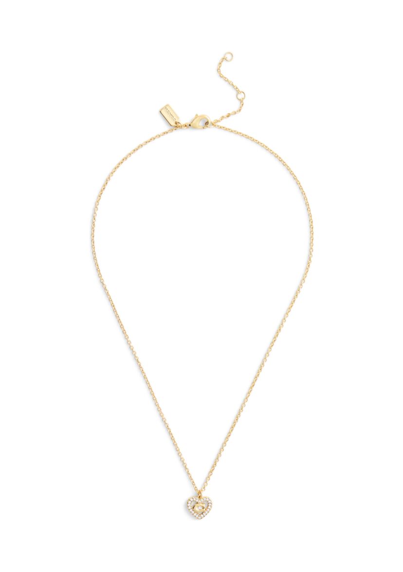 Signature C Pavé Heart Pendant Necklace