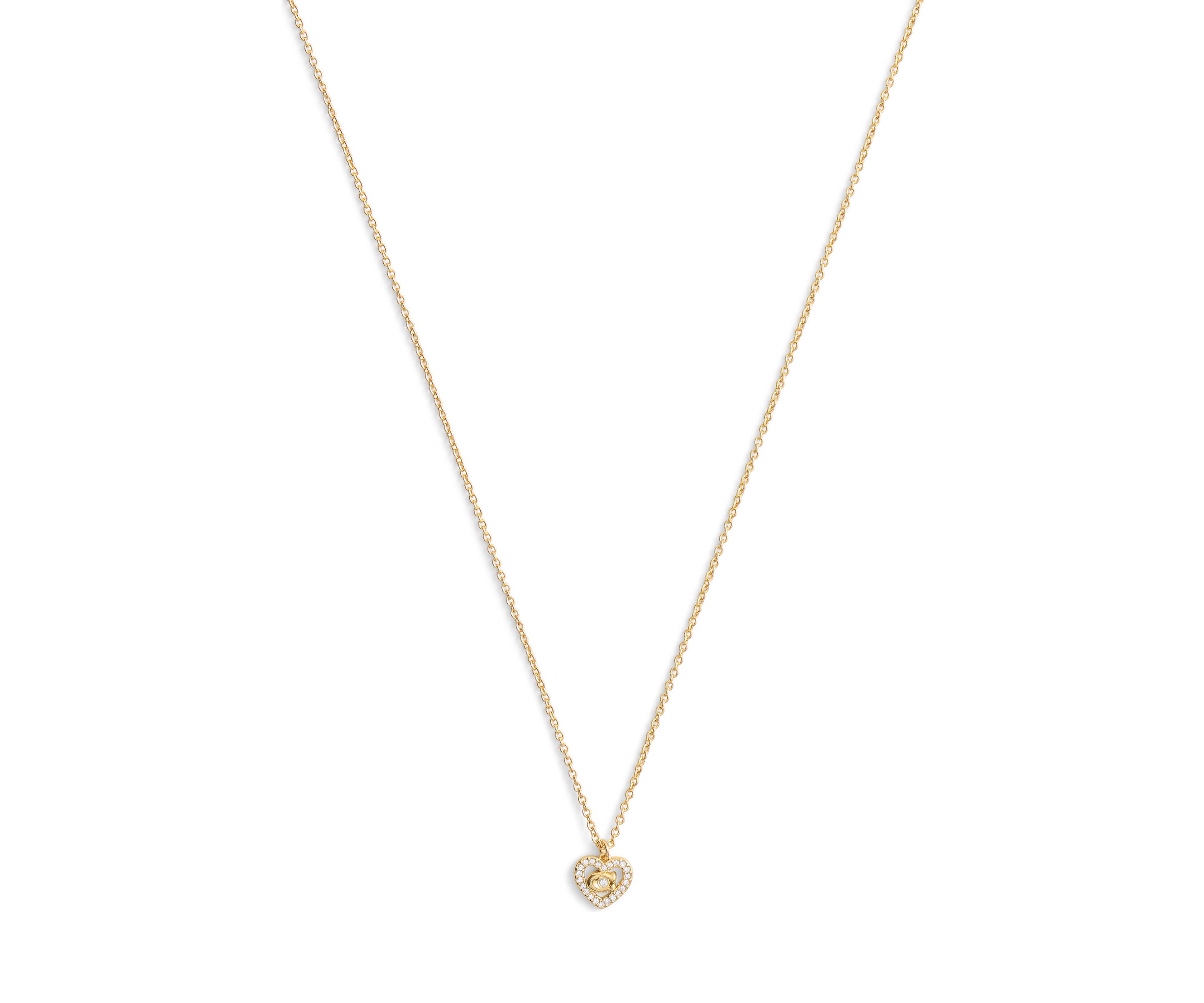 Signature C Pavé Heart Pendant Necklace