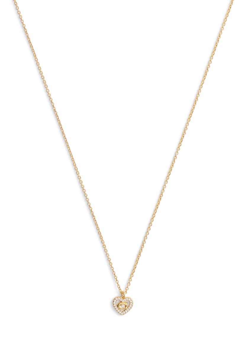 Signature C Pavé Heart Pendant Necklace
