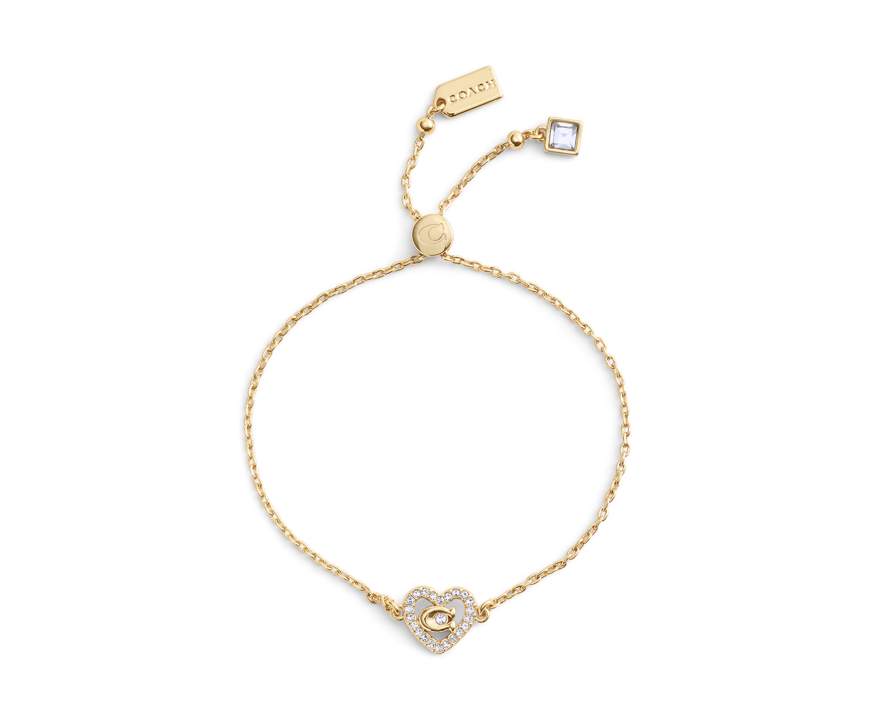 Signature C Pavé Heart Slider Bracelet