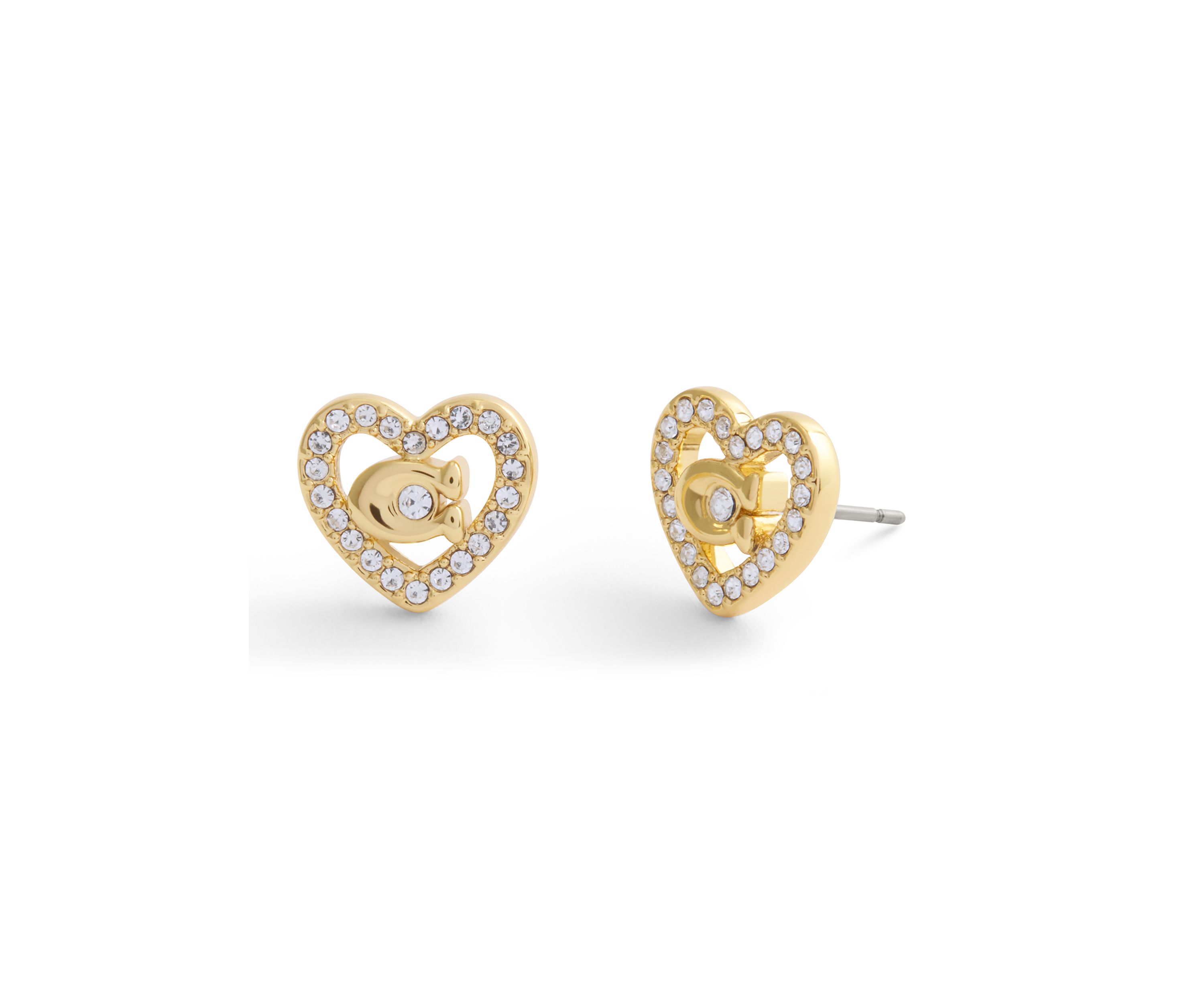 Signature C Pavé Heart Stud Earrings