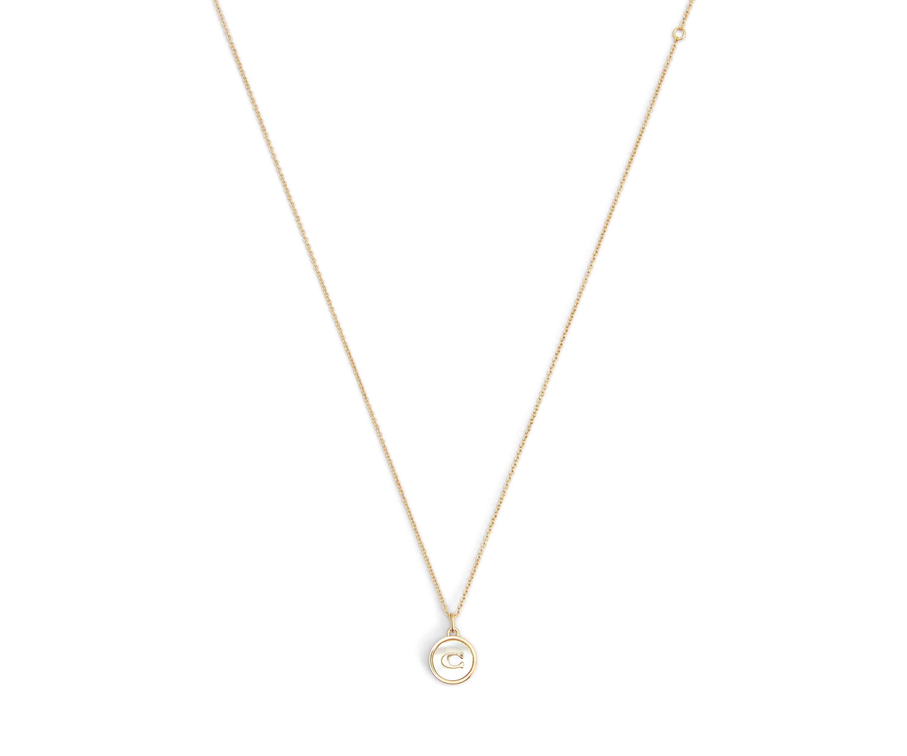 Signature Mother of Pearl Coin Pendant Necklace