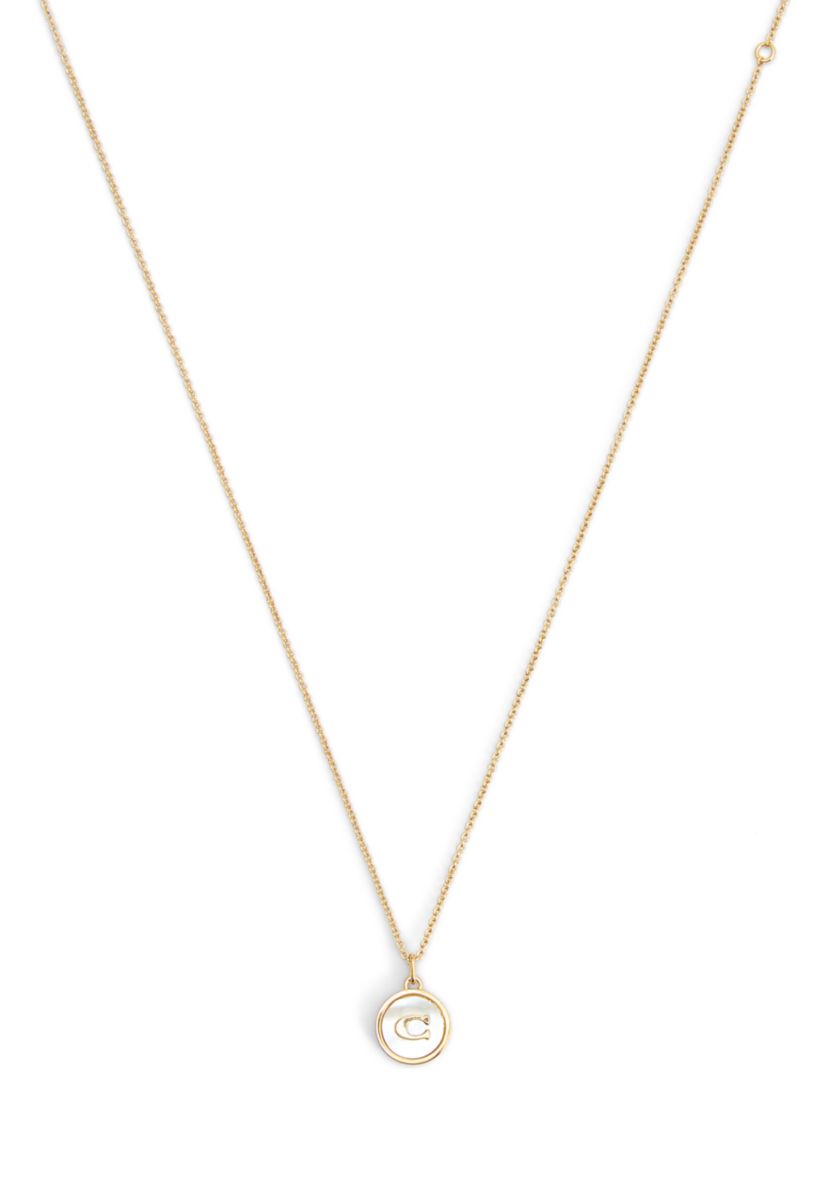 Signature Mother of Pearl Coin Pendant Necklace