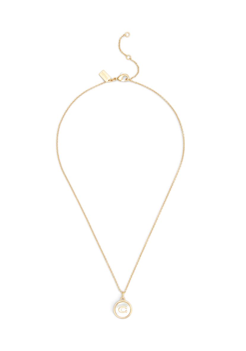 Signature Mother of Pearl Coin Pendant Necklace