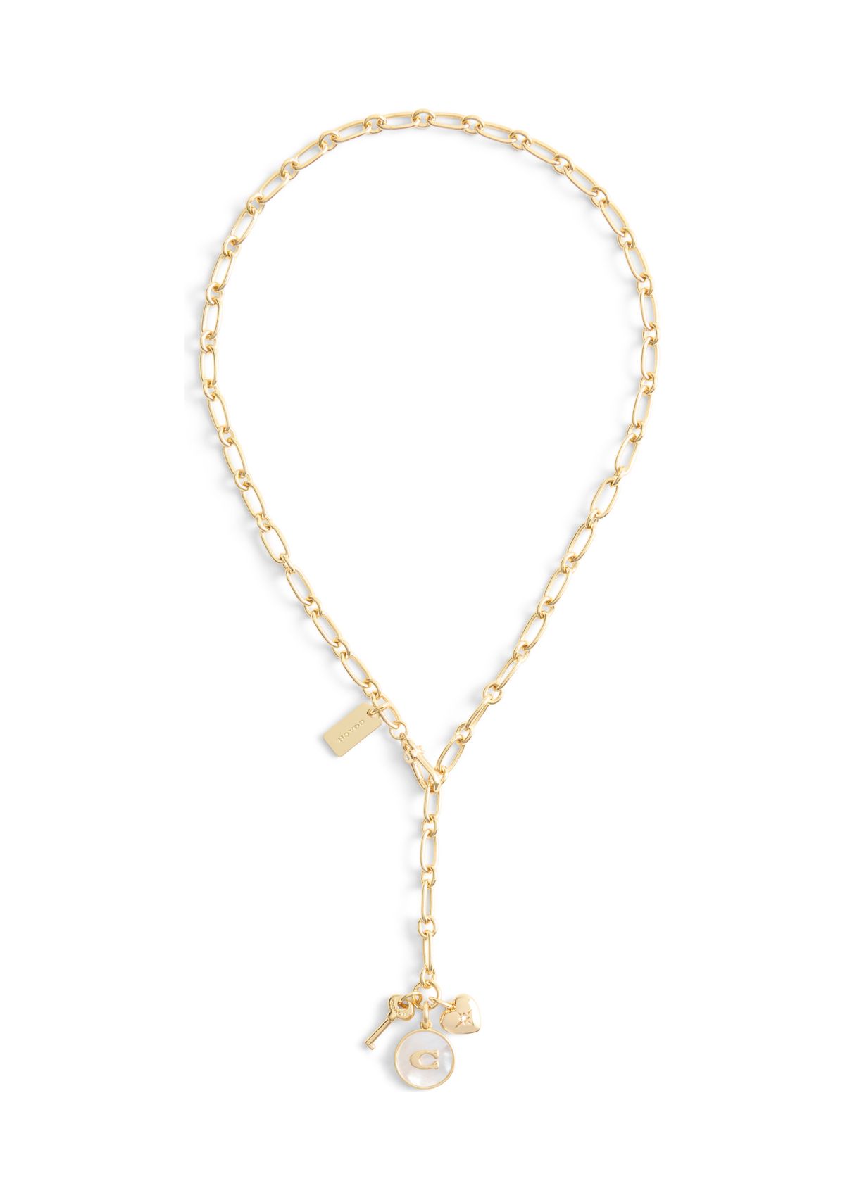 Signature Mother of Pearl Coin Charm Y Necklace