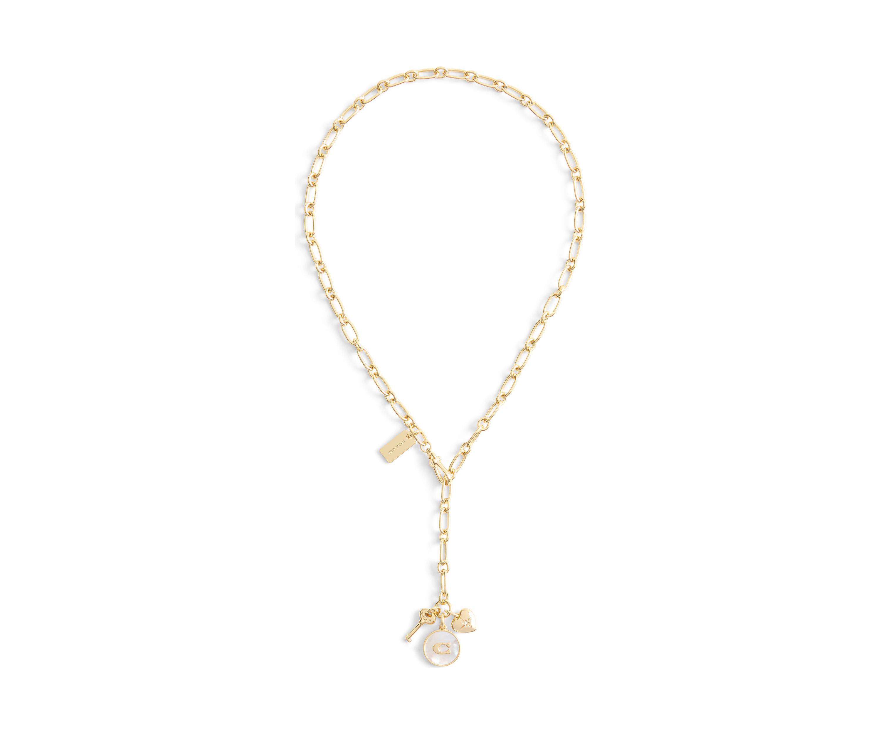 Signature Mother of Pearl Coin Charm Y Necklace