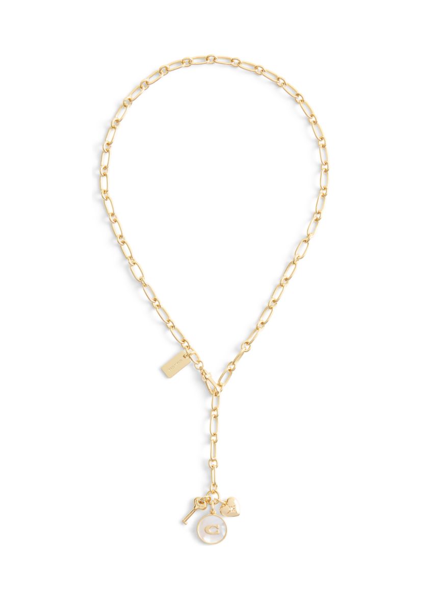 Signature Mother of Pearl Coin Charm Y Necklace
