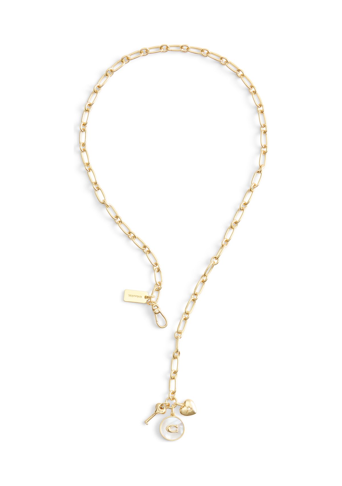 Signature Mother of Pearl Coin Charm Y Necklace