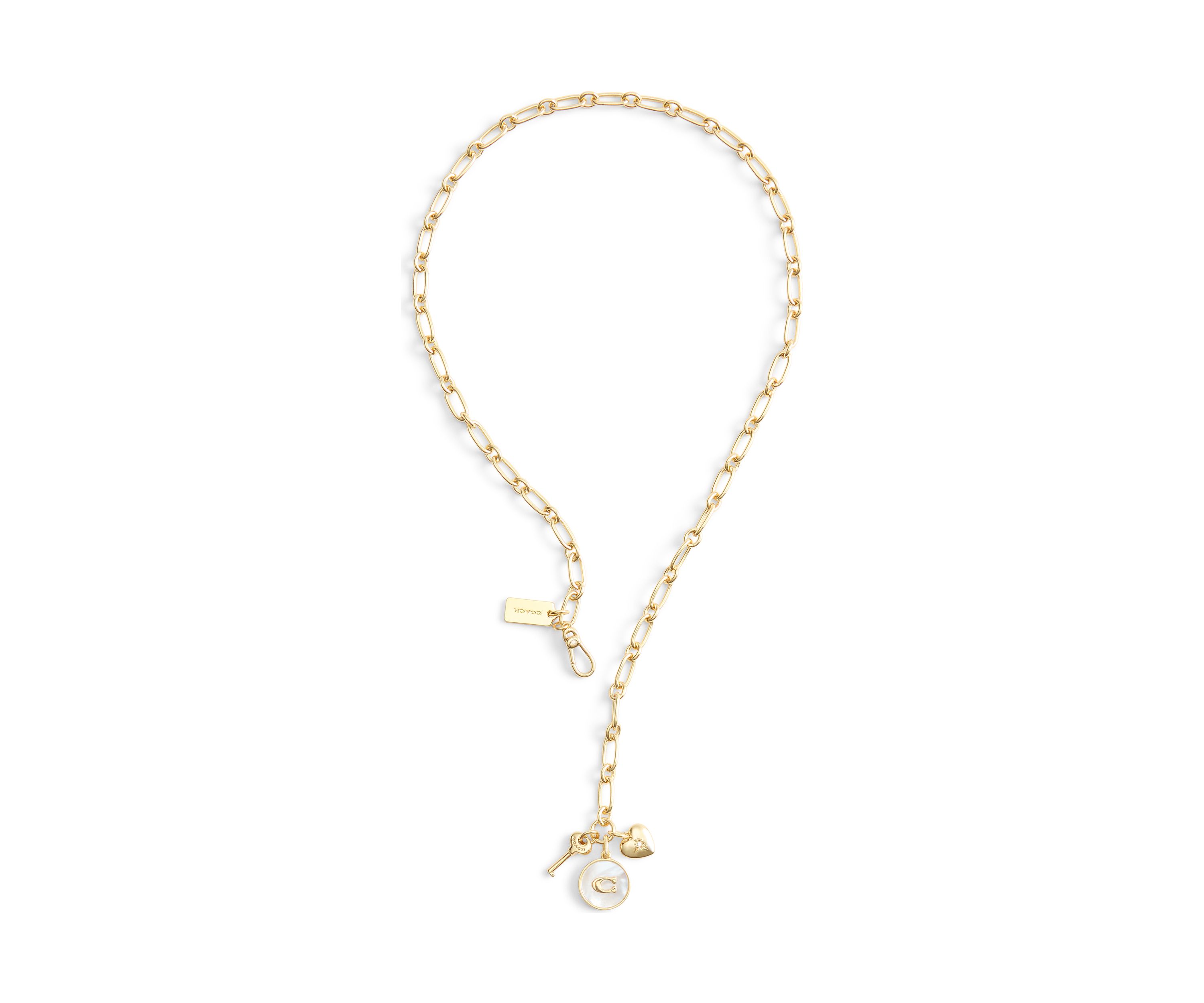 Signature Mother of Pearl Coin Charm Y Necklace