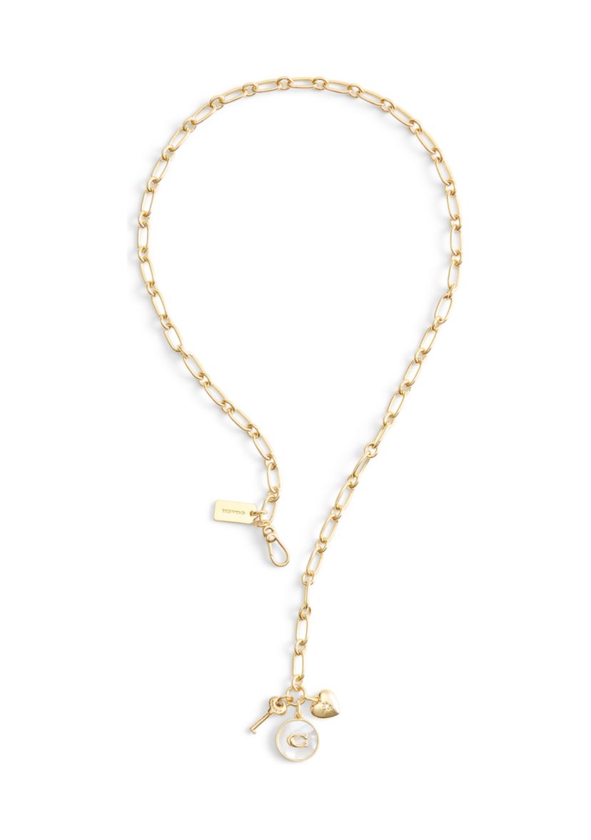 Signature Mother of Pearl Coin Charm Y Necklace