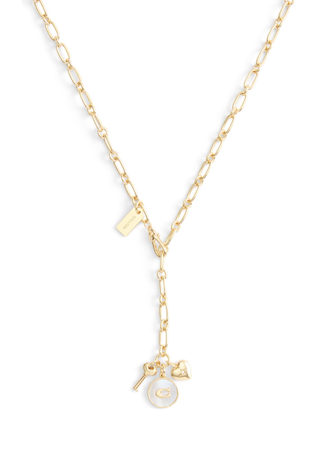 Signature Mother of Pearl Coin Charm Y Necklace
