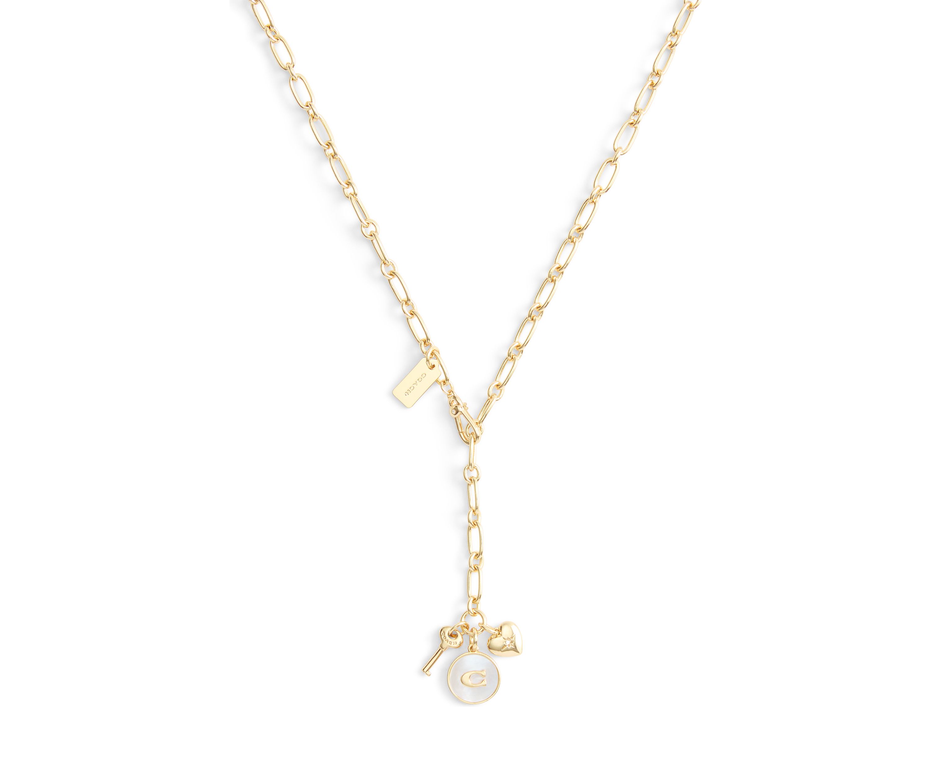 Signature Mother of Pearl Coin Charm Y Necklace
