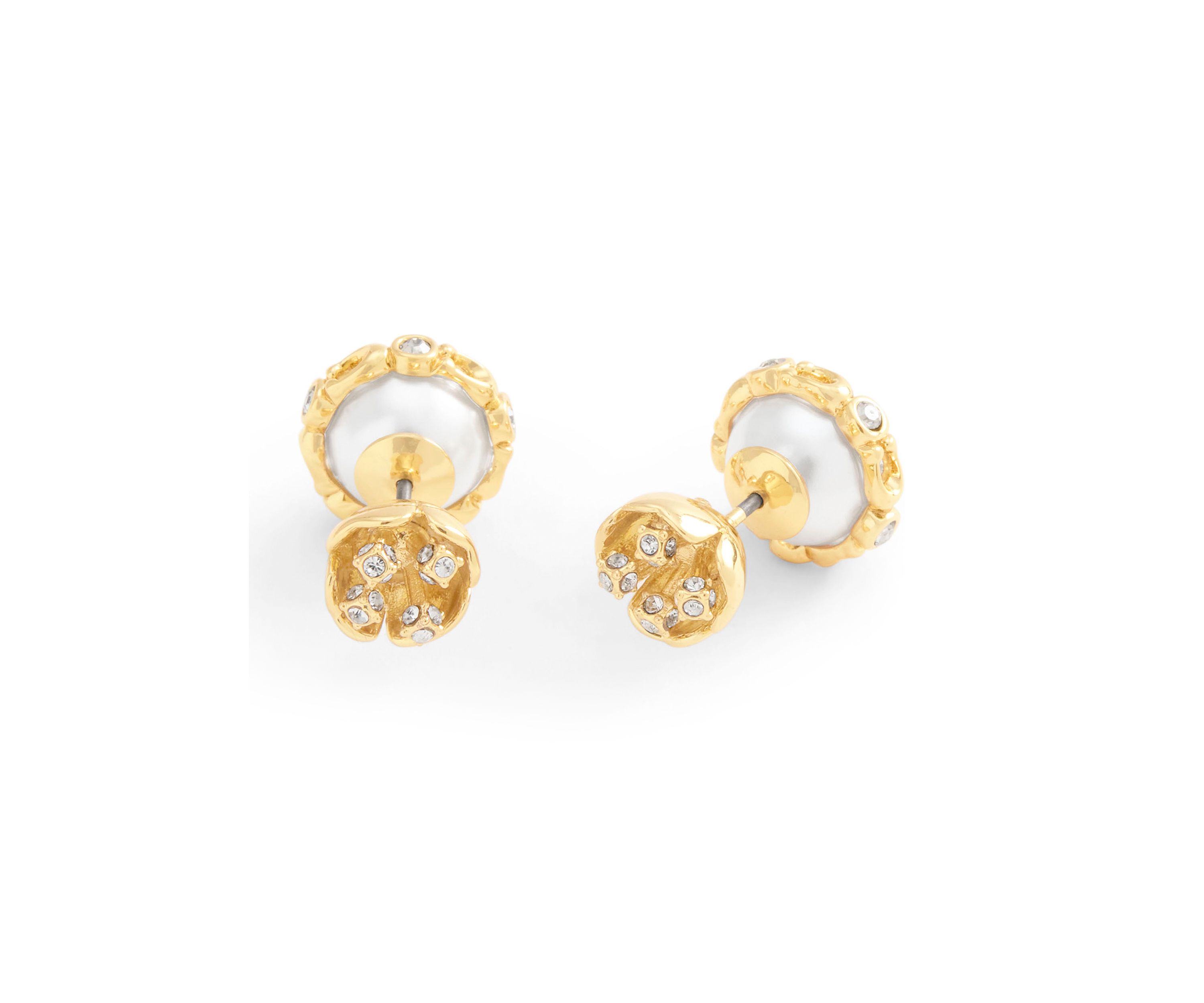 Signature Floral Pearl Orb Jacket Stud Earrings
