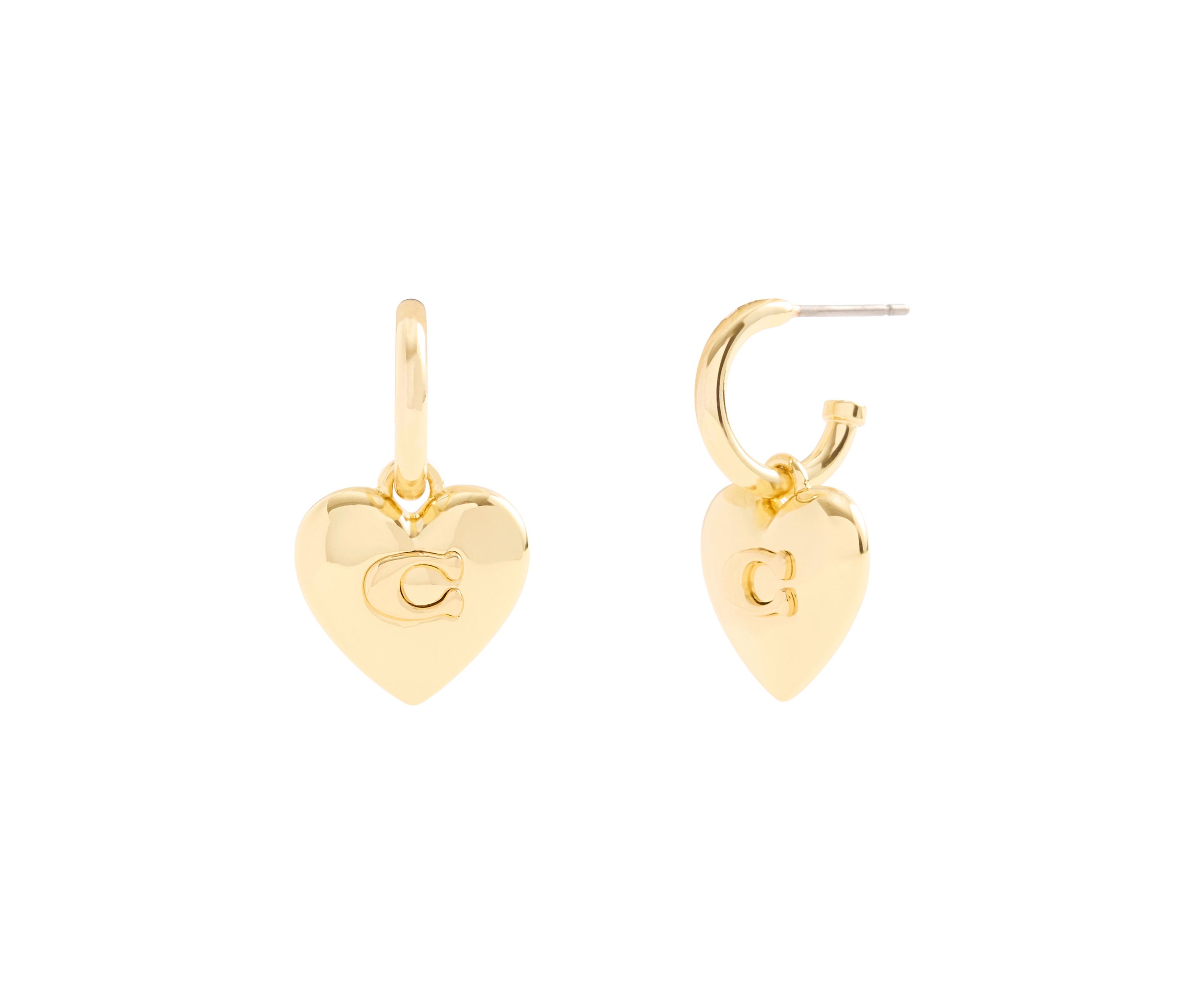 Signature Heart Charm Huggie Earrings