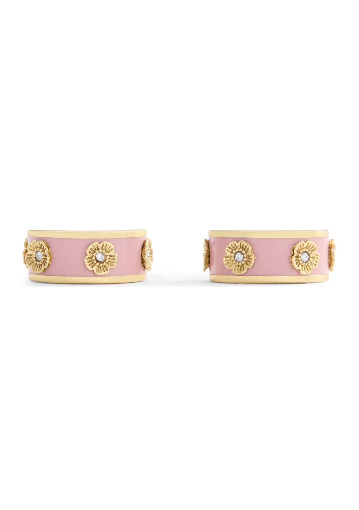 Signature Tea Rose Enamel Huggie Hoop Earrings