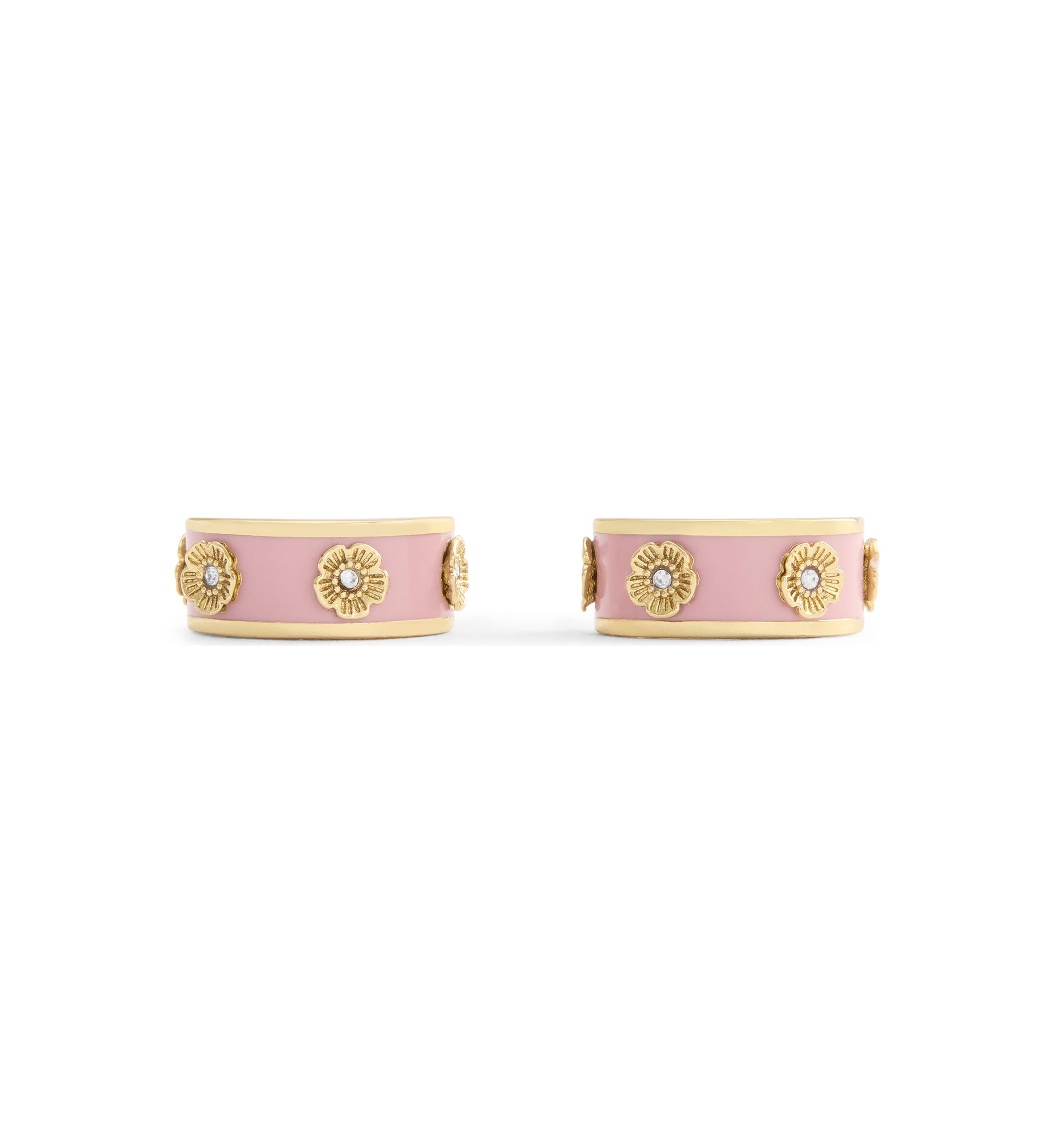 Signature Tea Rose Enamel Huggie Hoop Earrings