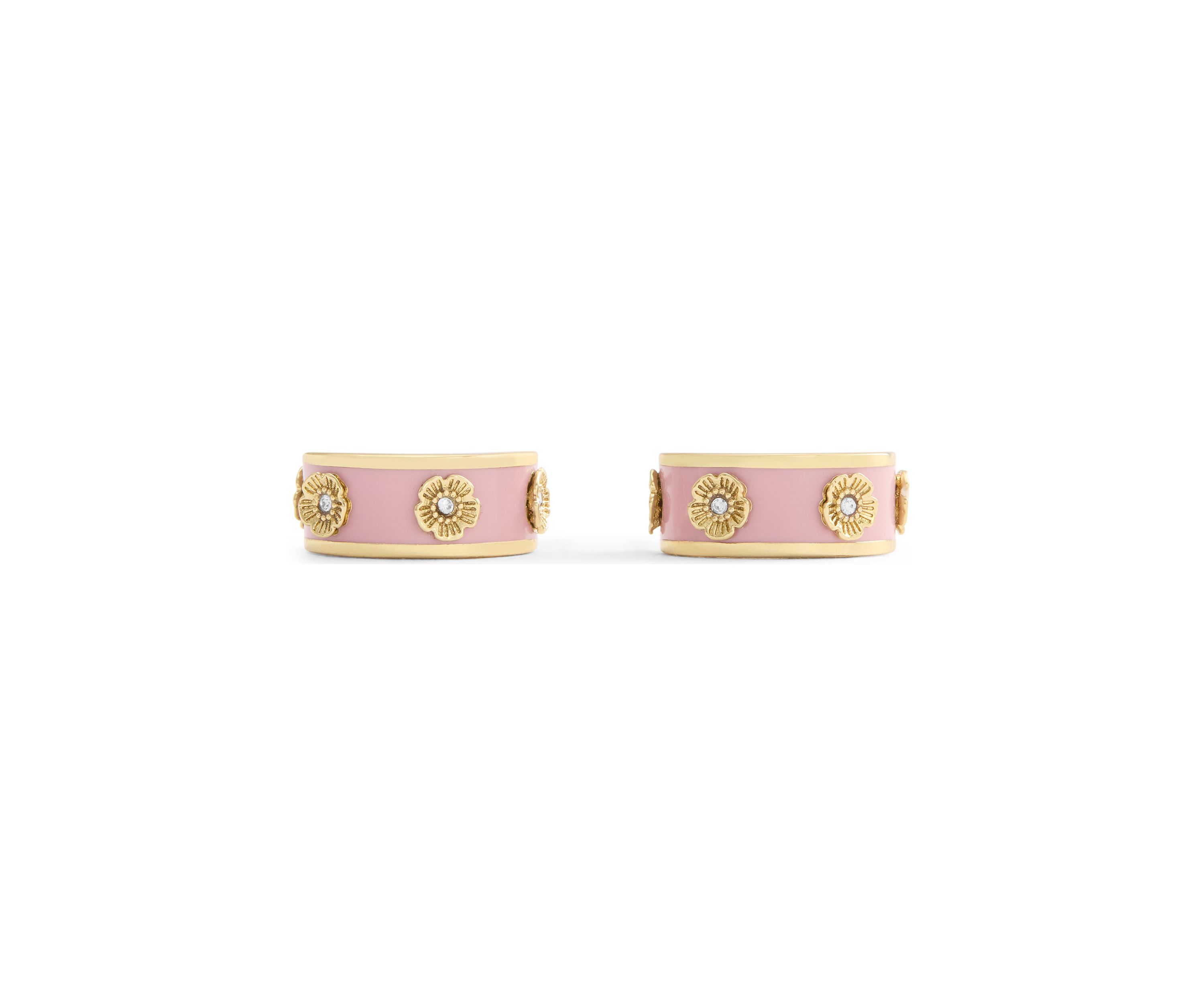 Signature Tea Rose Enamel Huggie Hoop Earrings