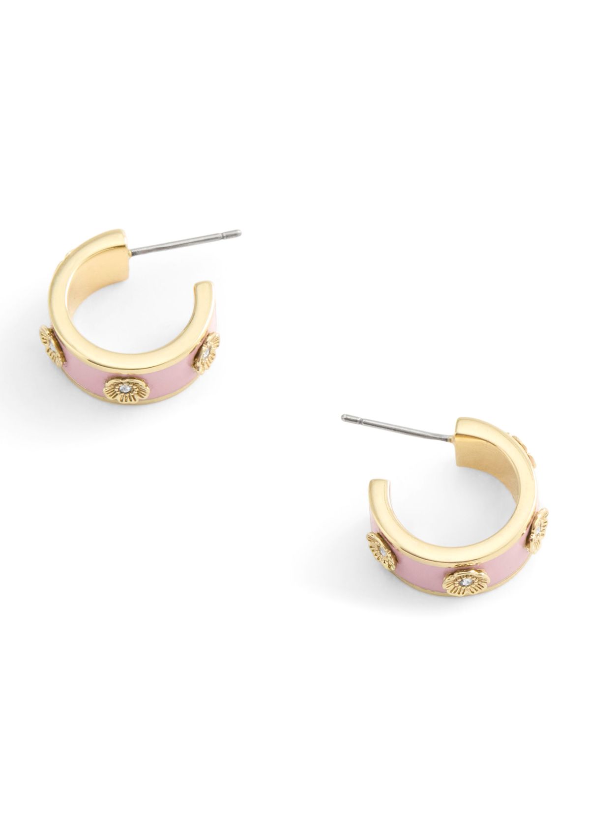 Signature Tea Rose Enamel Huggie Hoop Earrings