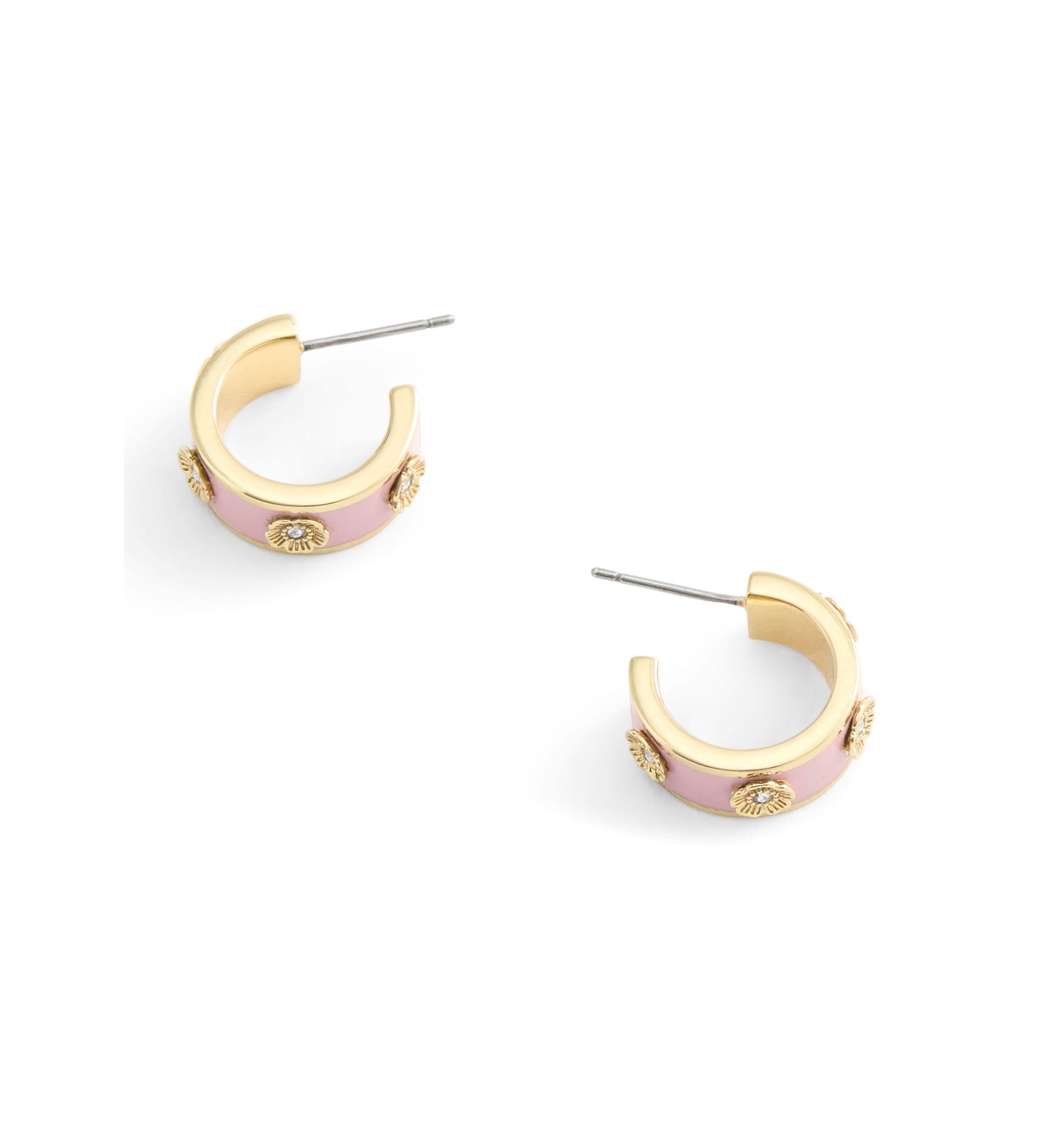 Signature Tea Rose Enamel Huggie Hoop Earrings