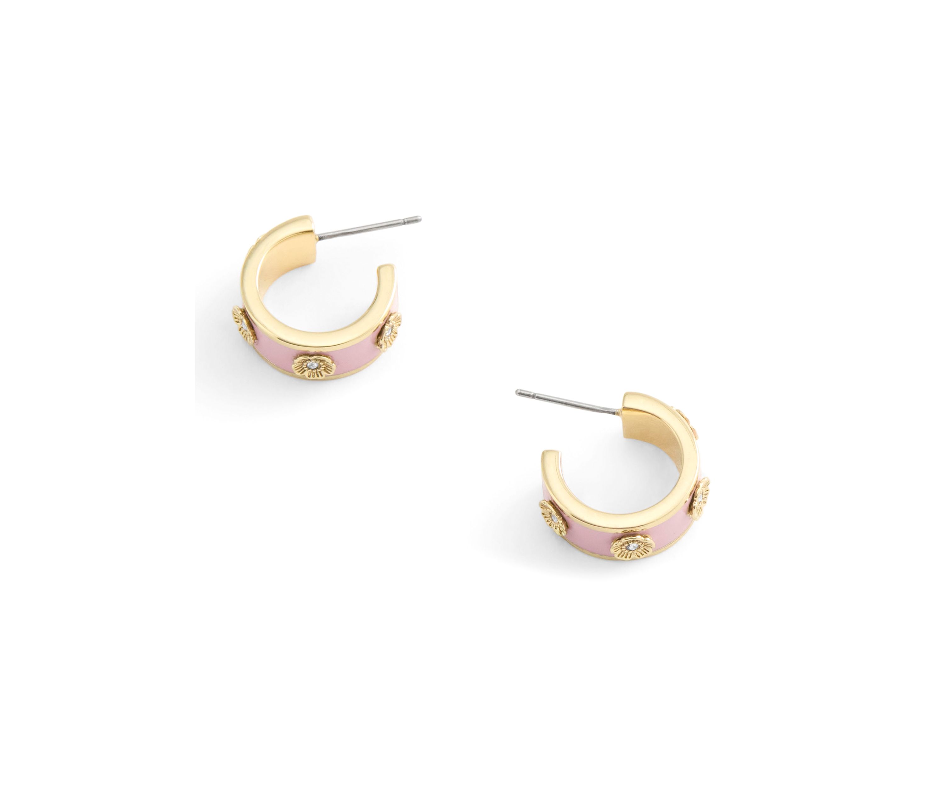 Signature Tea Rose Enamel Huggie Hoop Earrings