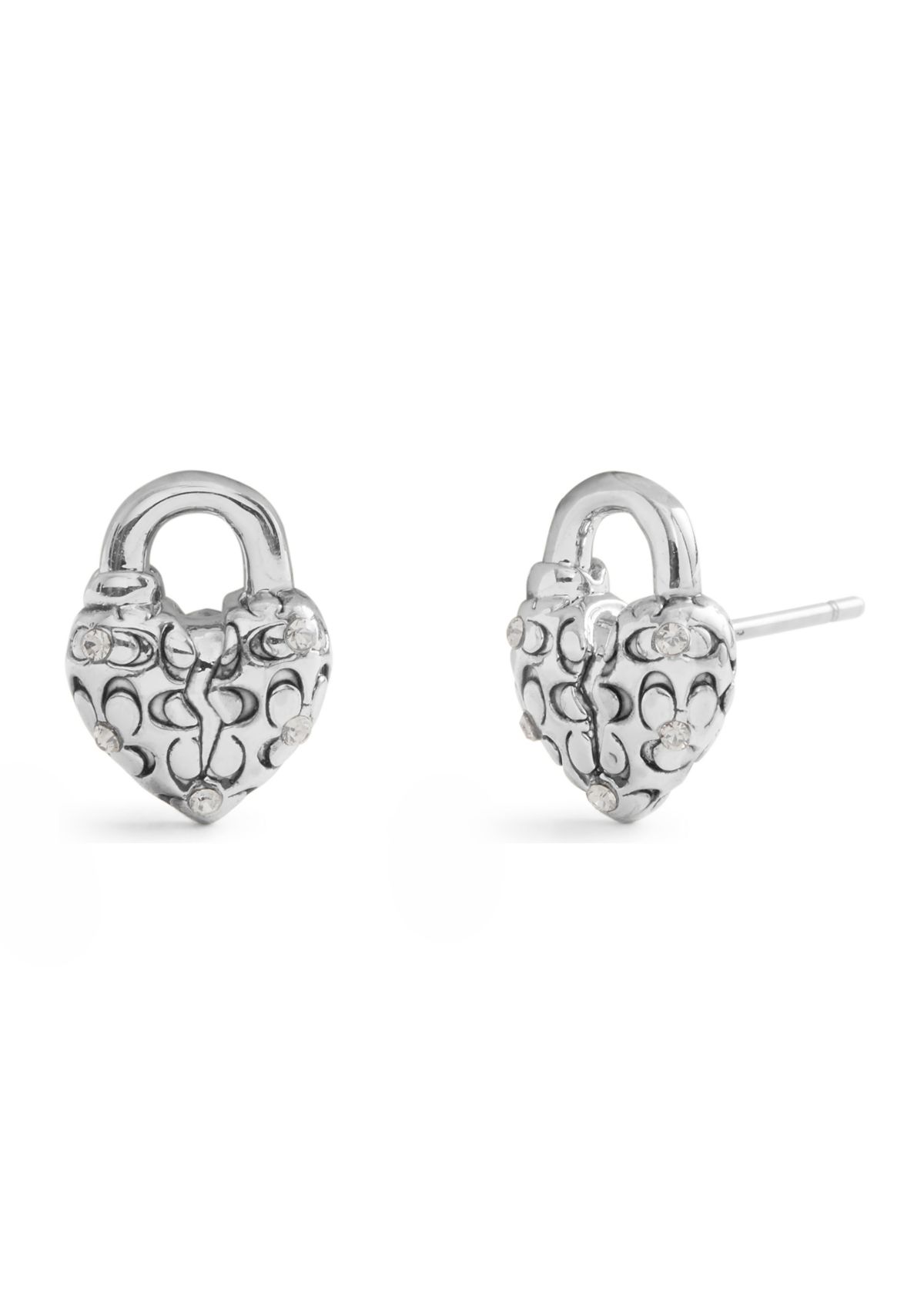 Signature Quilted Broken Heart Padlock Stud Earrings