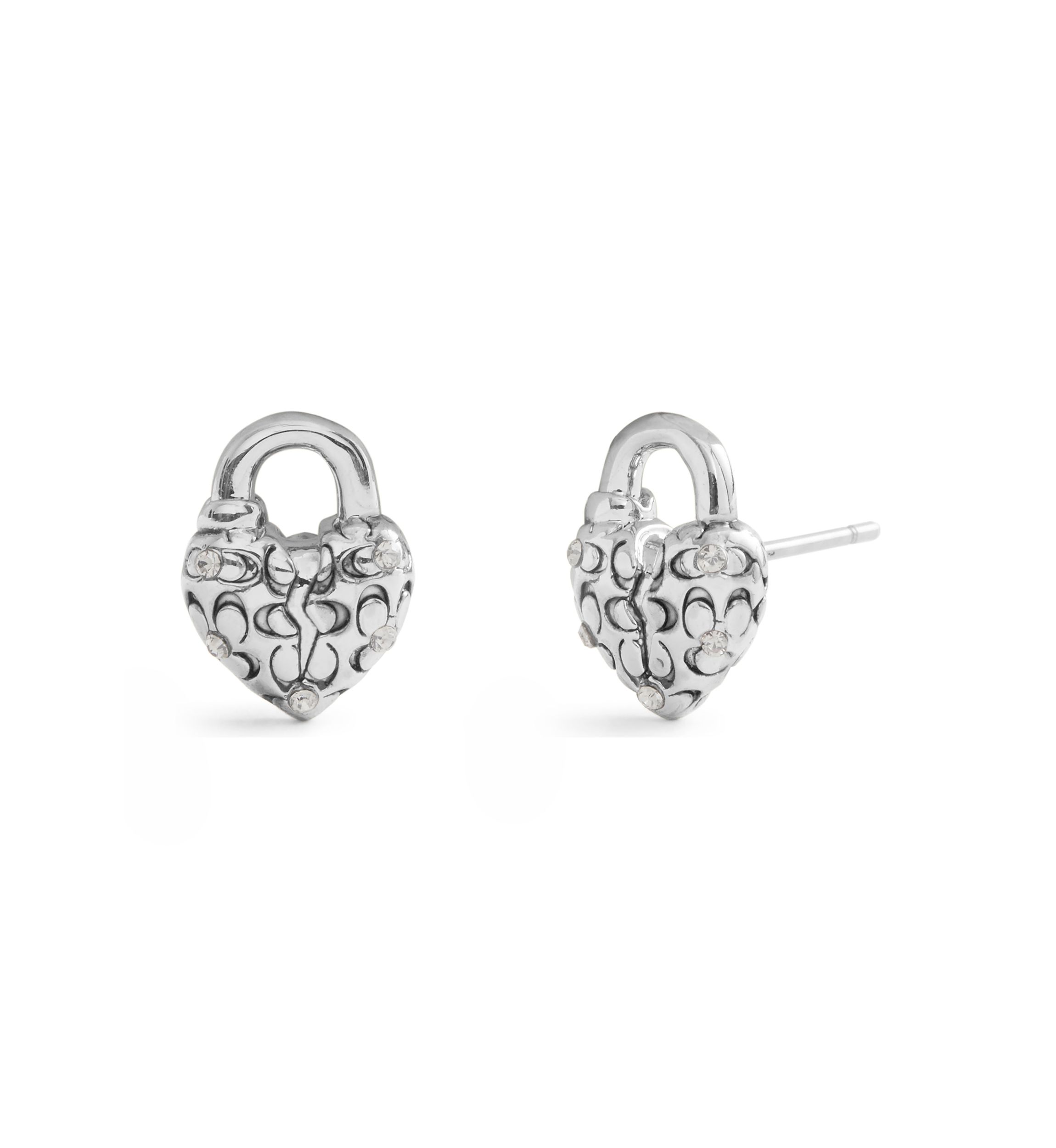 Signature Quilted Broken Heart Padlock Stud Earrings