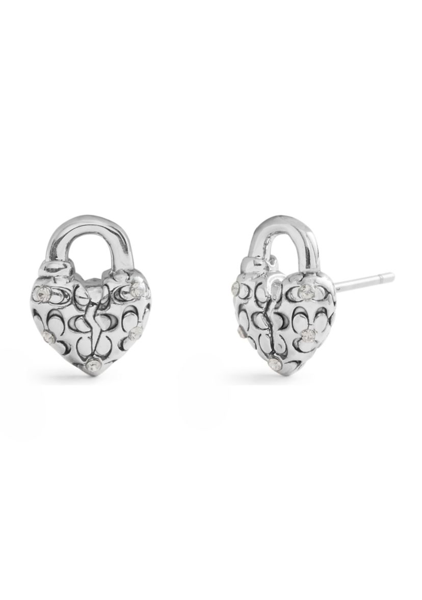 Signature Quilted Broken Heart Padlock Stud Earrings