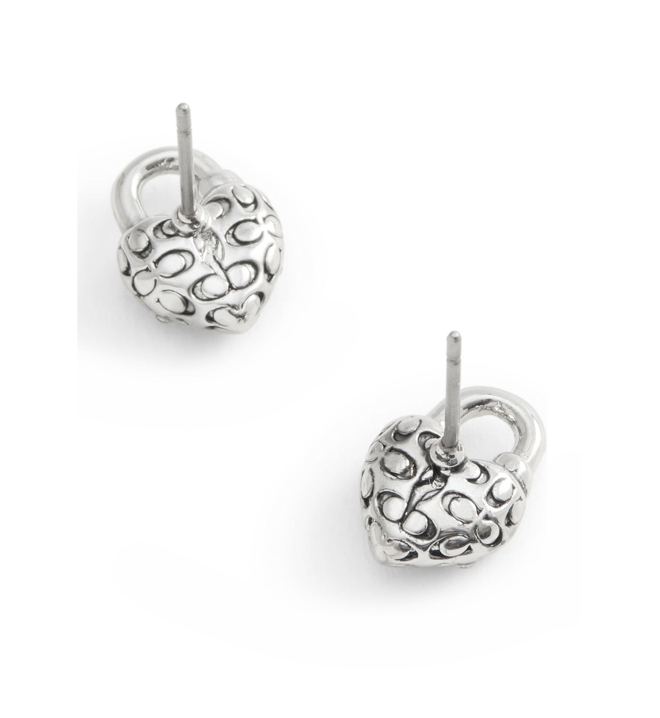 Signature Quilted Broken Heart Padlock Stud Earrings