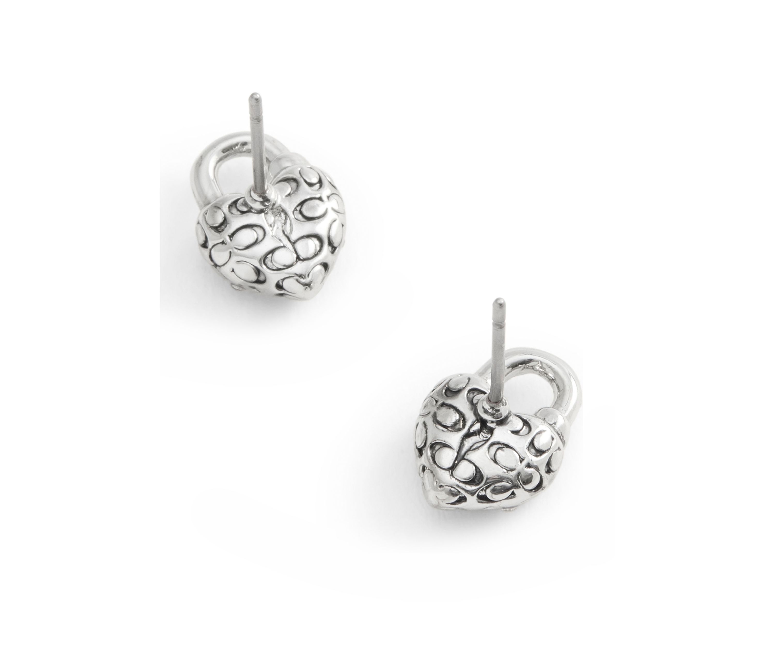 Signature Quilted Broken Heart Padlock Stud Earrings